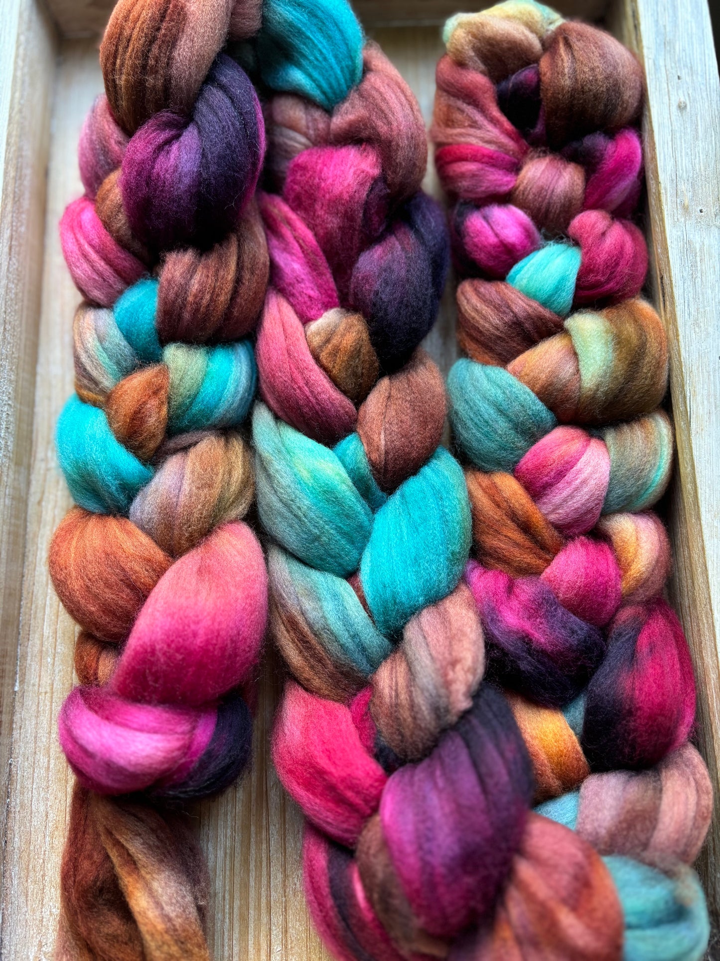 One of a Kind Batch - 100 grams of Spinning Fibre - Superwash Merino Wool 22 Micron - Hand Dyed Combed Top