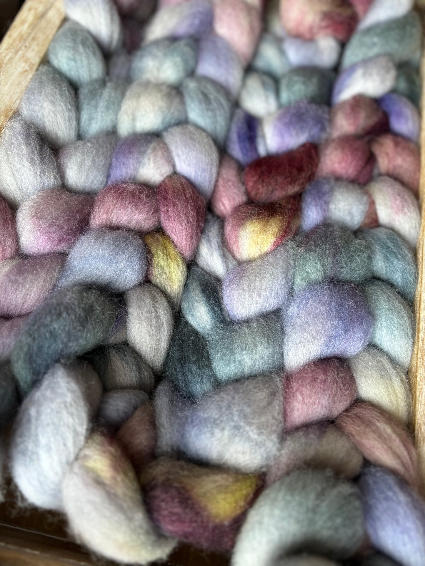 One of a Kind Batch - 100 grams of Spinning Fibre - Bluefaced Leicester Wool - 26 Micron - Hand Dyed Combed Top