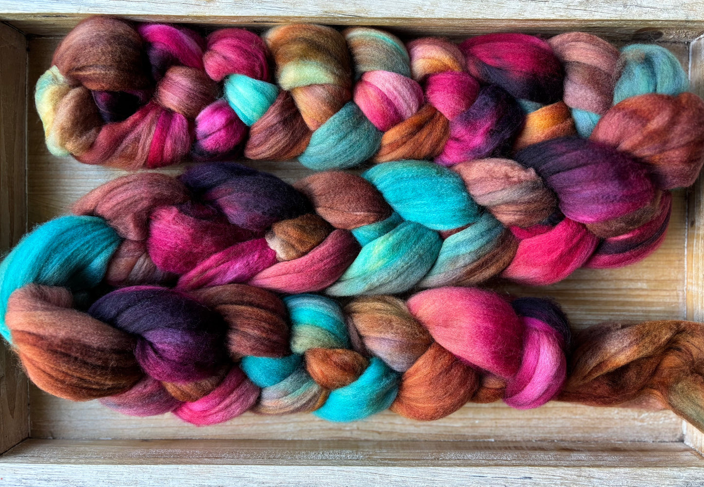 One of a Kind Batch - 100 grams of Spinning Fibre - Superwash Merino Wool 22 Micron - Hand Dyed Combed Top