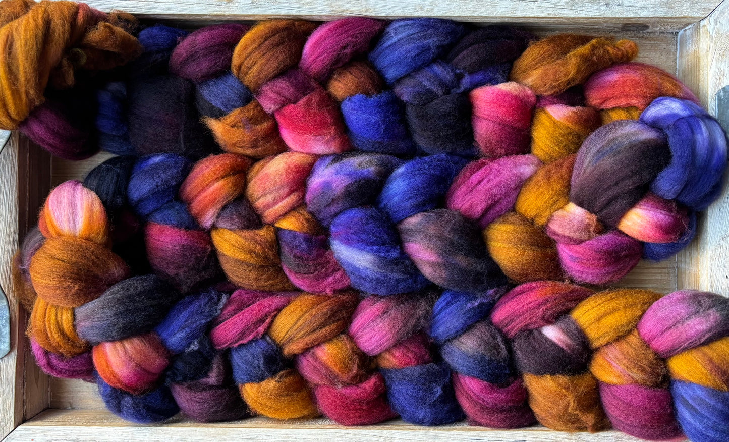 One of a Kind Batch - 100 grams of Spinning Fibre - Superwash Merino Wool 22 Micron - Hand Dyed Combed Top