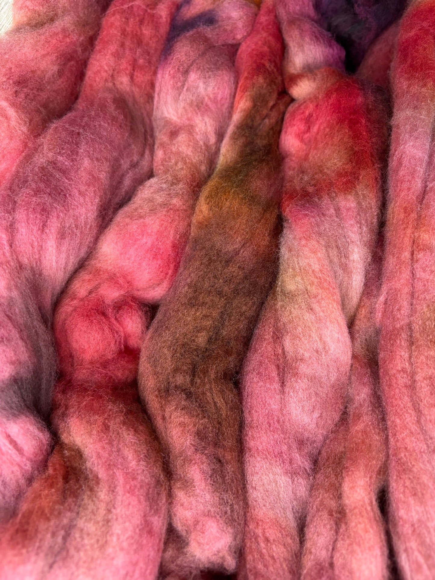 One of a Kind Batch - 100 grams of Spinning Fibre - Untreated Merino Wool 22 Micron - Hand Dyed Combed Top