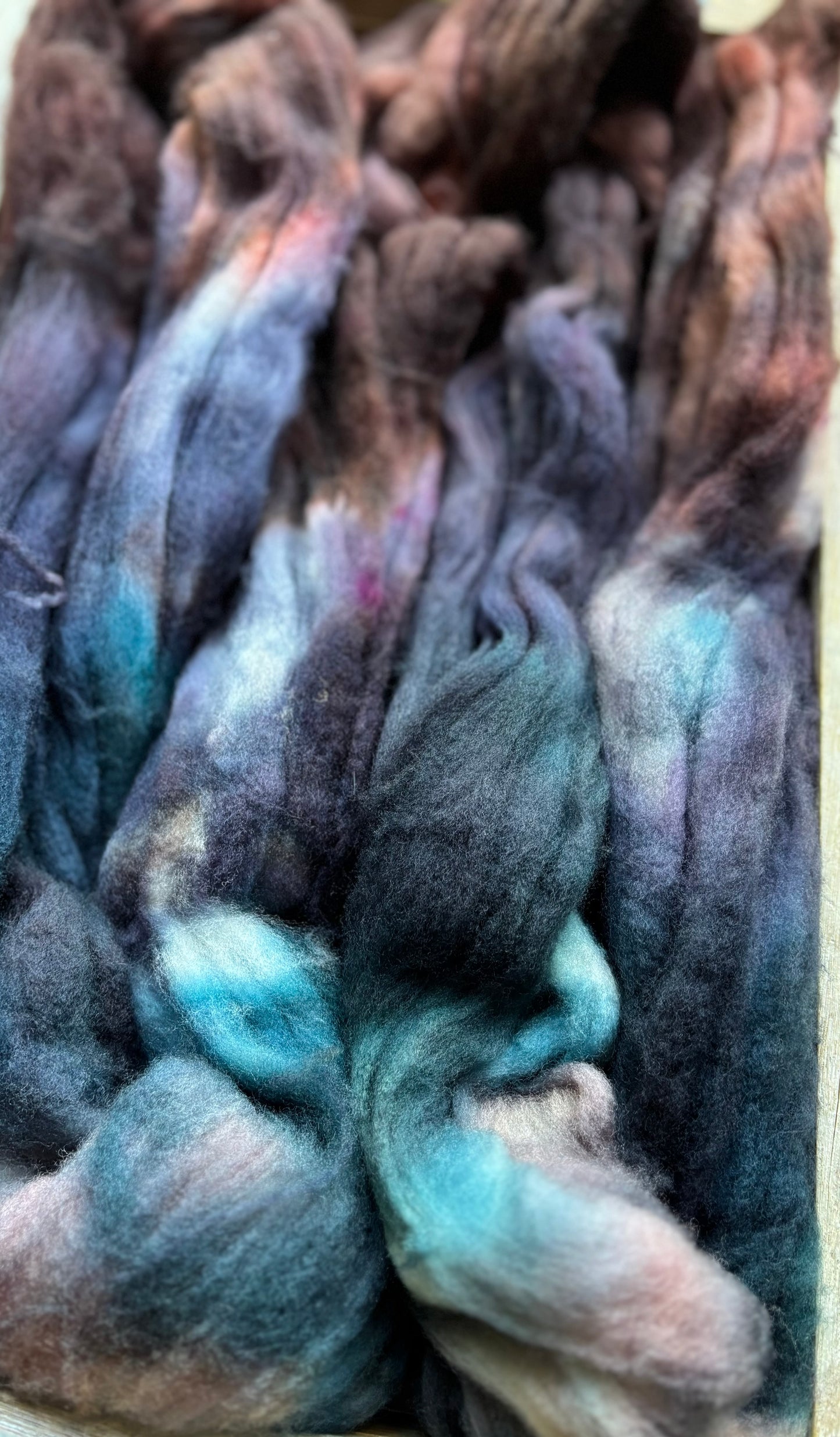 One of a Kind Batch - 100 grams of Spinning Fibre - Superwash Merino Wool 22 Micron - Hand Dyed Combed Top