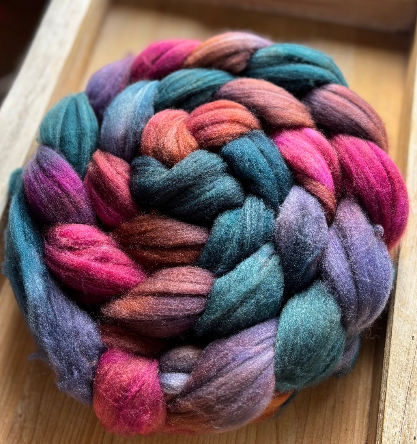 One of a Kind Batch - 100 grams of Spinning Fibre - 80% Superwash Merino Wool/ 20% Nylon - 22.5 Micron - Hand Dyed Combed Top