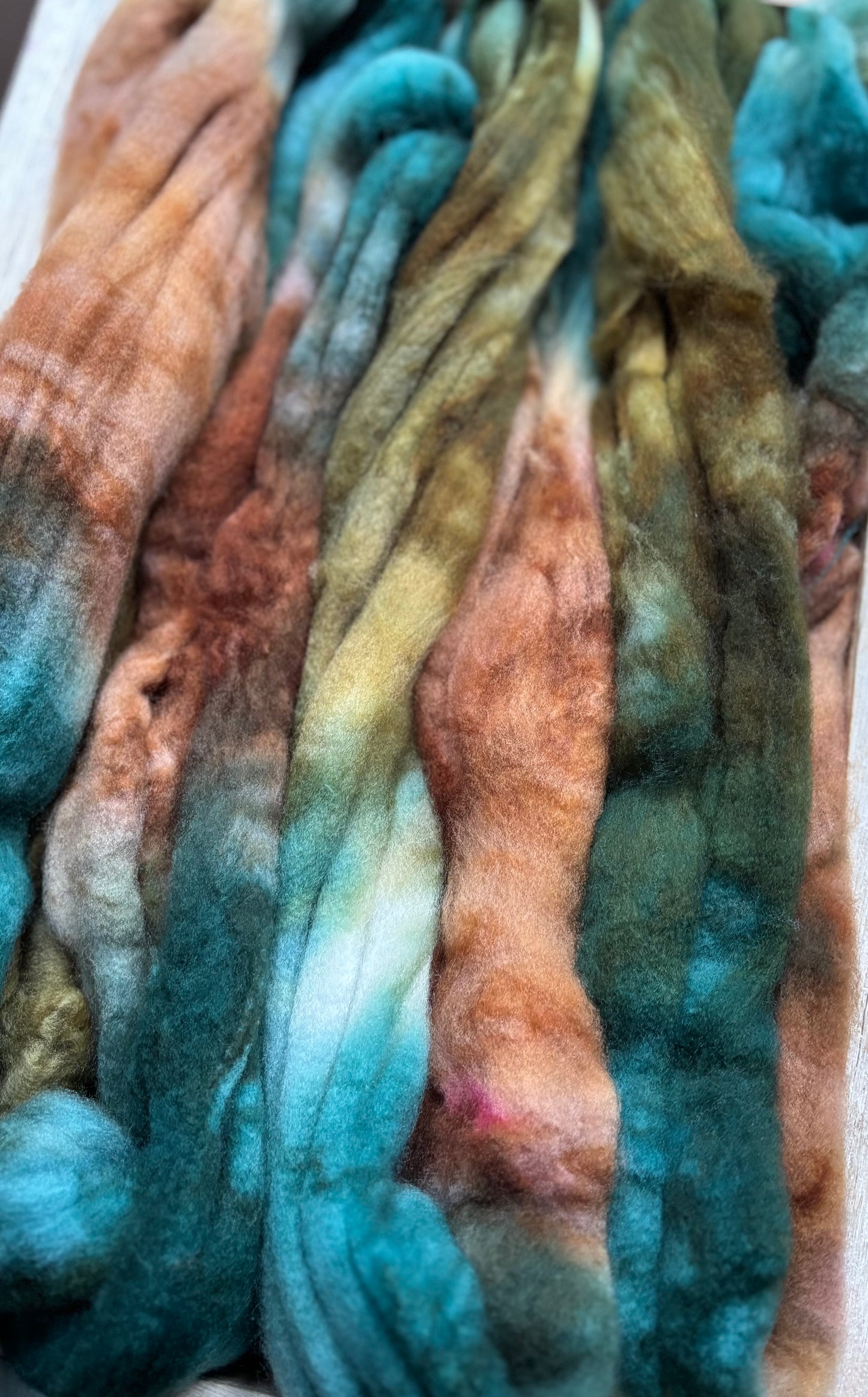 One of a Kind Batch - 100 grams of Spinning Fibre - Superwash Merino Wool 22 Micron - Hand Dyed Combed Top