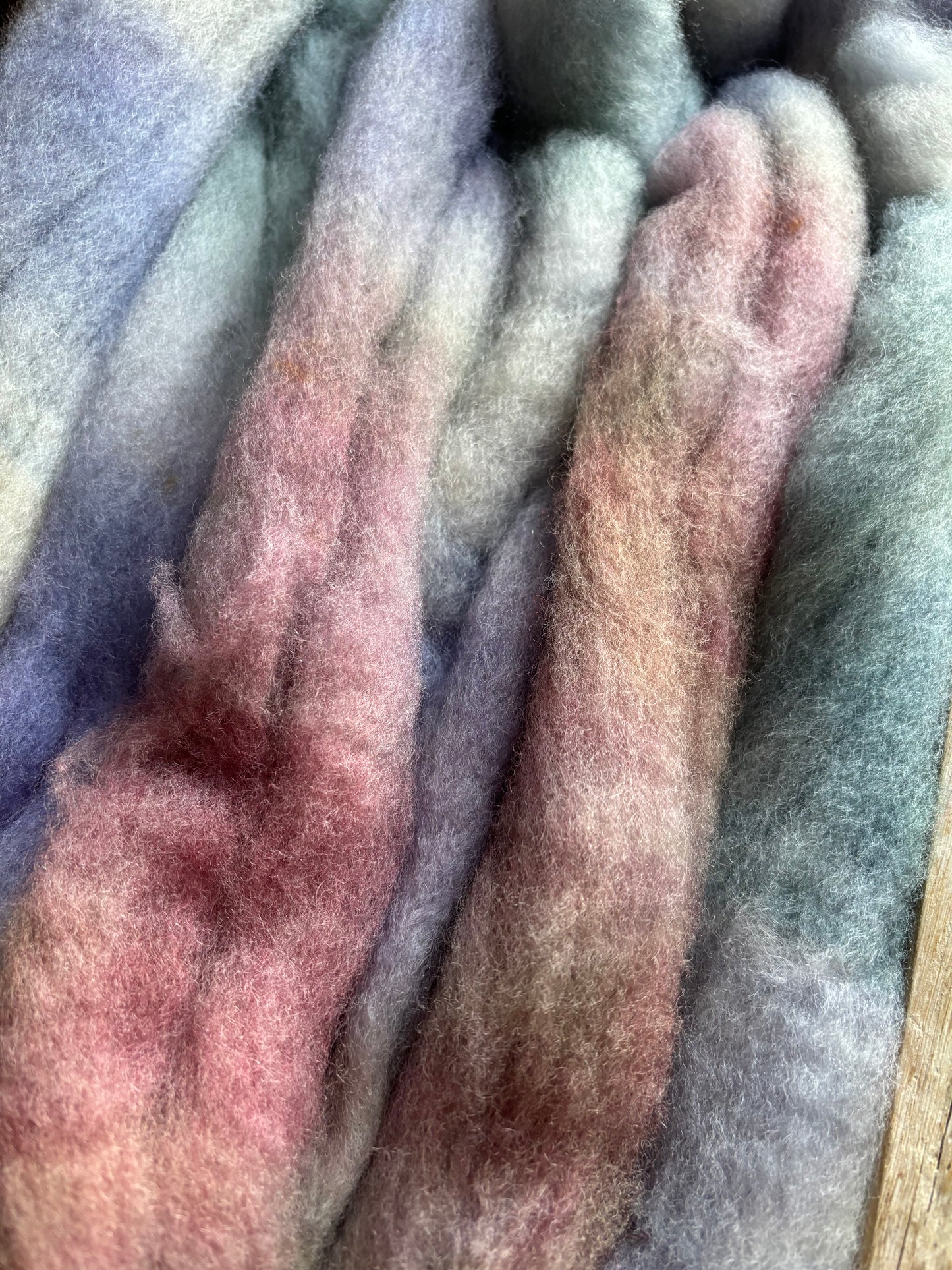 One of a Kind Batch - 100 grams of Spinning Fibre - Bluefaced Leicester Wool - 26 Micron - Hand Dyed Combed Top
