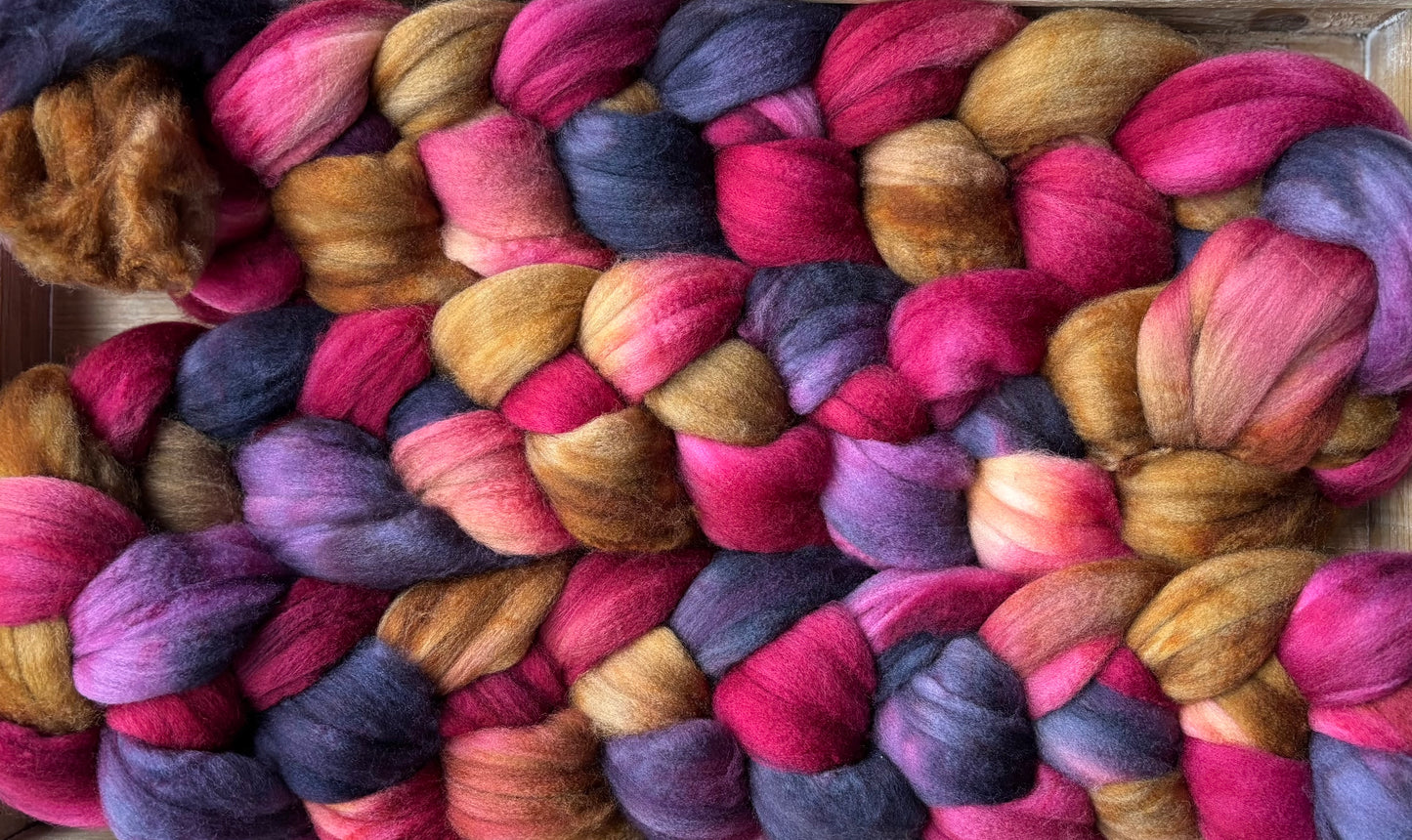 One of a Kind Batch - 100 grams of Spinning Fibre - Superwash Merino Wool 22 Micron - Hand Dyed Combed Top