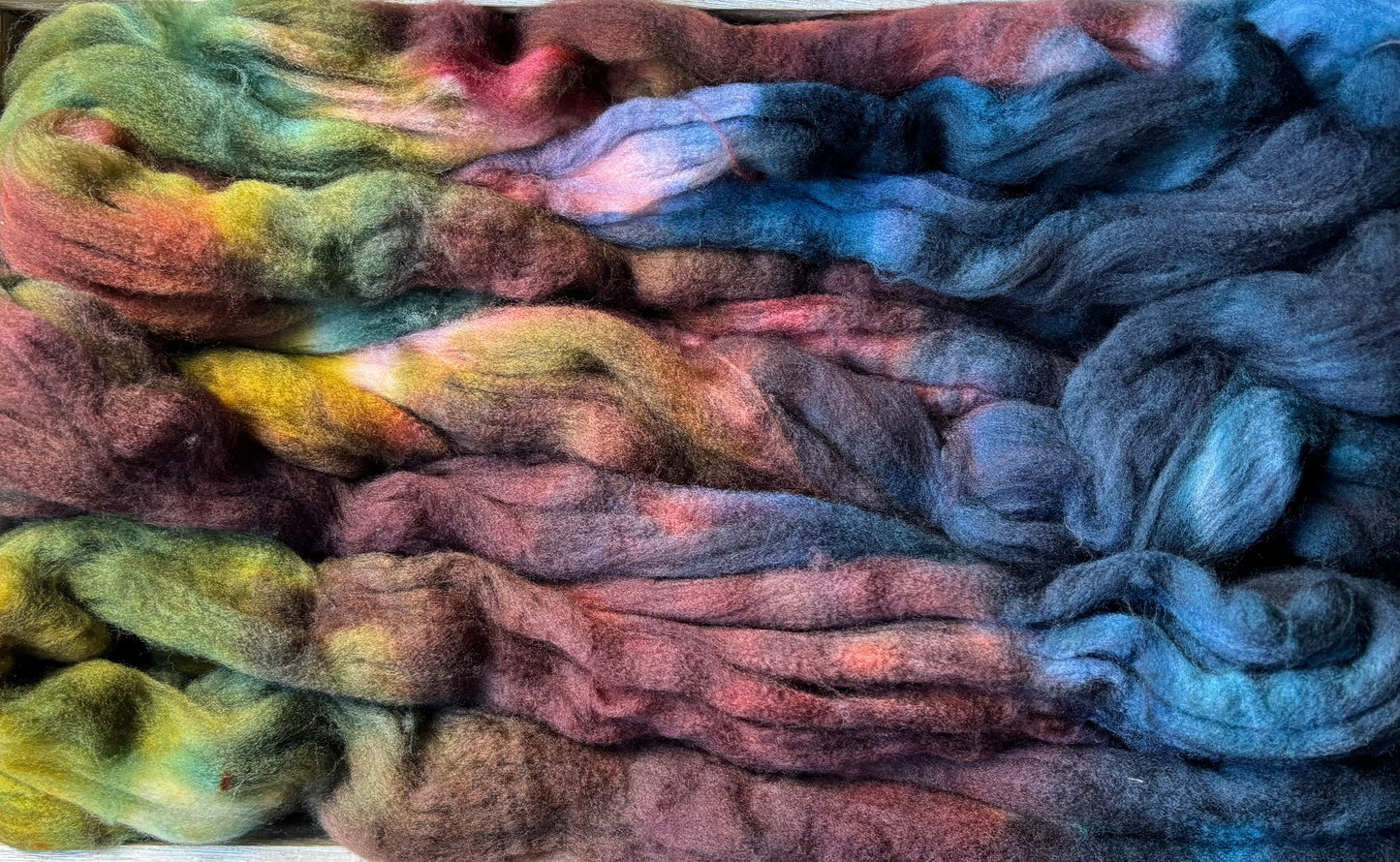 One of a Kind Batch - 100 grams of Spinning Fibre - Superwash Merino Wool 22 Micron - Hand Dyed Combed Top