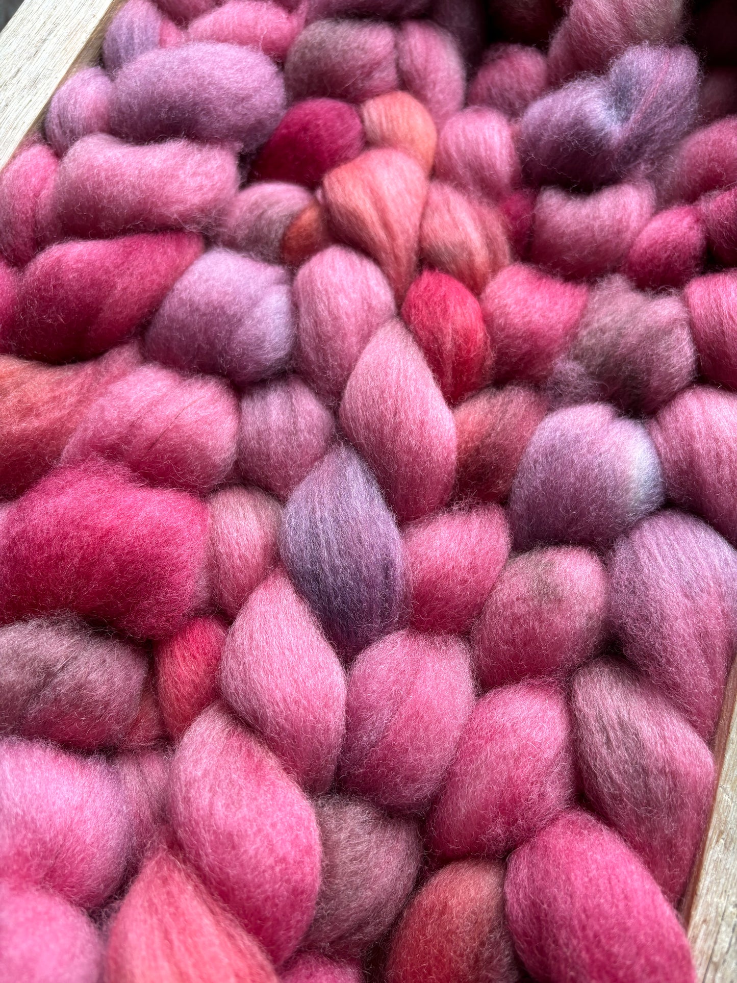One of a Kind Batch - 100 grams of Spinning Fibre - Bluefaced Leicester Wool - 26 Micron - Hand Dyed Combed Top
