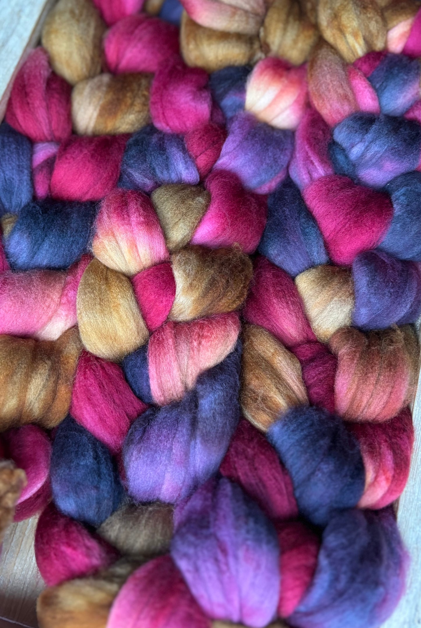One of a Kind Batch - 100 grams of Spinning Fibre - Superwash Merino Wool 22 Micron - Hand Dyed Combed Top
