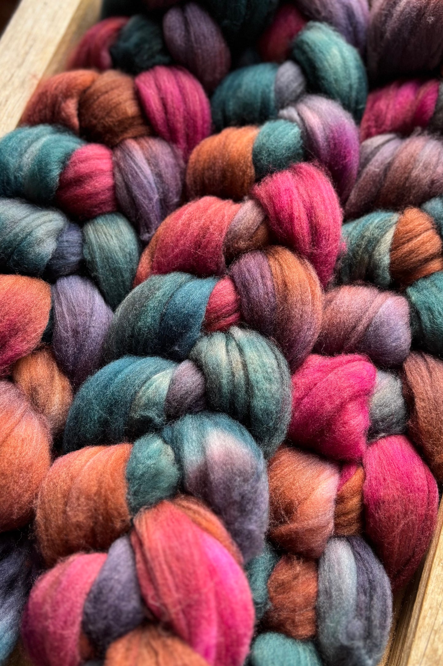 One of a Kind Batch - 100 grams of Spinning Fibre - 80% Superwash Merino Wool/ 20% Nylon - 22.5 Micron - Hand Dyed Combed Top