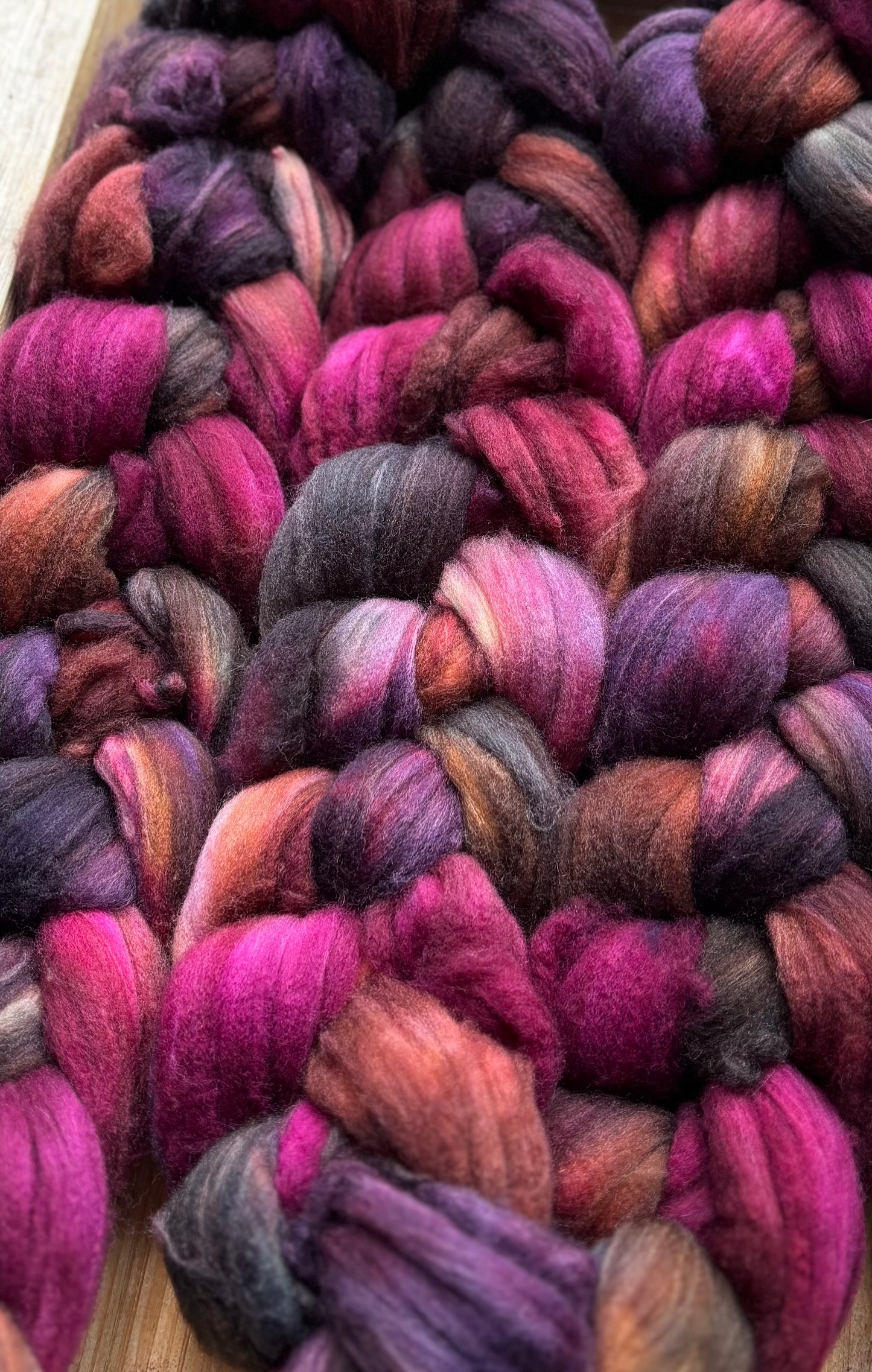One of a Kind Batch - 100 grams of Spinning Fibre - 80% Superwash Merino Wool/ 20% Nylon - 22.5 Micron - Hand Dyed Combed Top