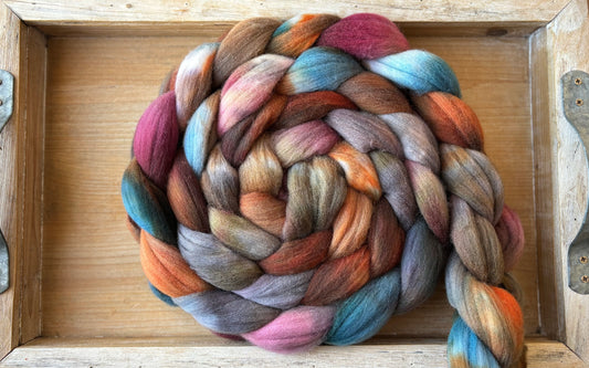 One of a Kind Batch - 100 grams of Spinning Fibre - 100% Targhee - 23 Micron - Hand Dyed Combed Top