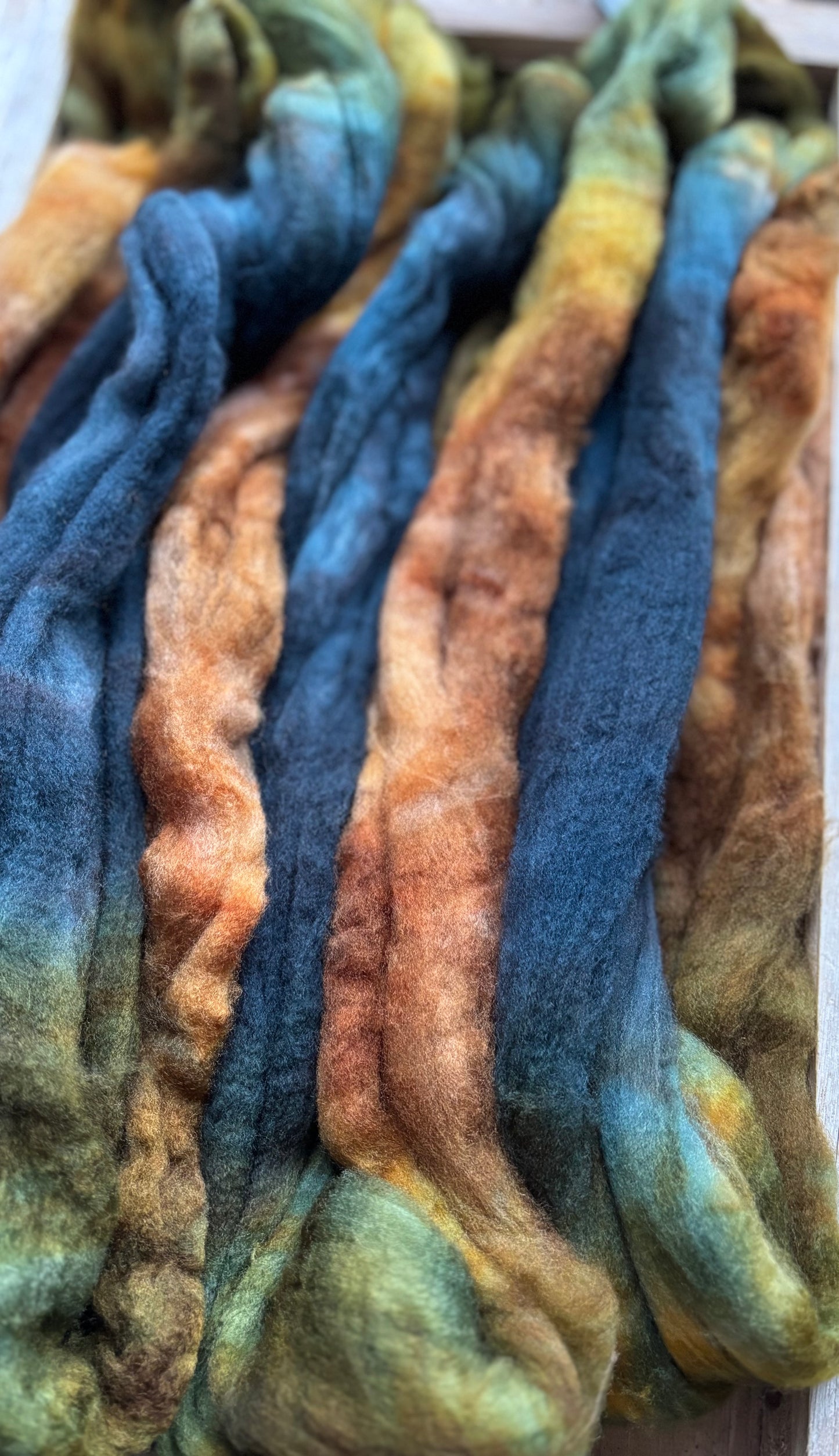 One of a Kind Batch - 100 grams of Spinning Fibre - Superwash Merino Wool 22 Micron - Hand Dyed Combed Top