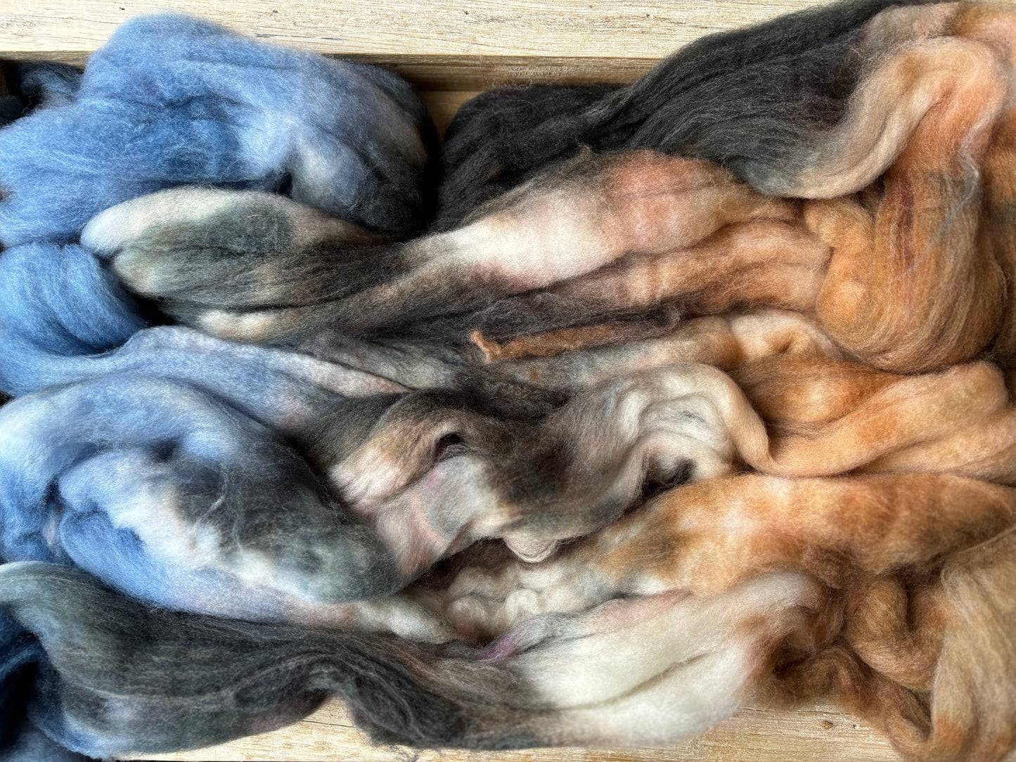One of a Kind Batch - 100 grams of Spinning Fibre - 80% Superwash Merino Wool/ 20% Nylon - 22.5 Micron - Hand Dyed Combed Top