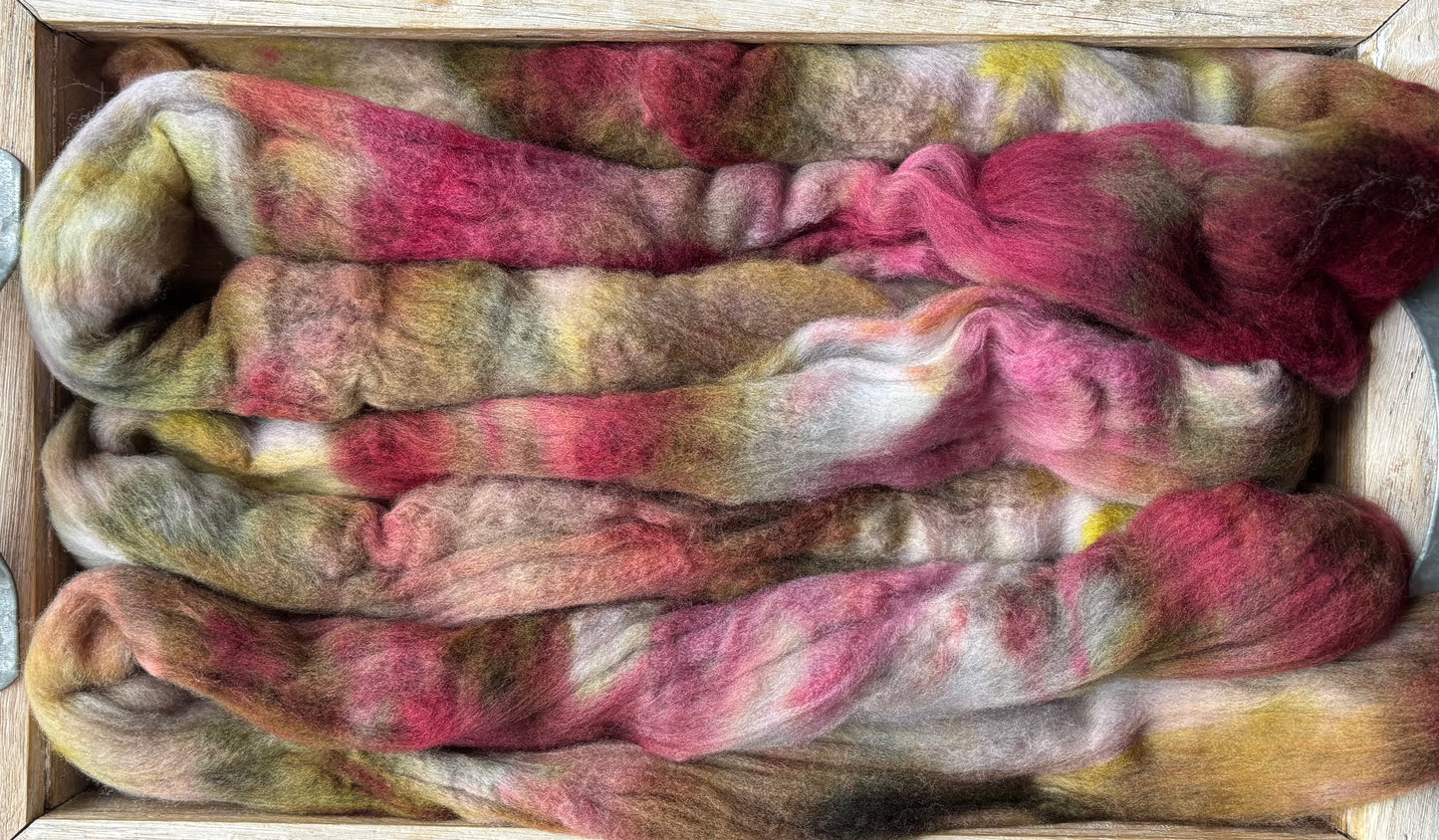 One of a Kind Batch - 100 grams of Spinning Fibre - Untreated Merino Wool 22 Micron - Hand Dyed Combed Top