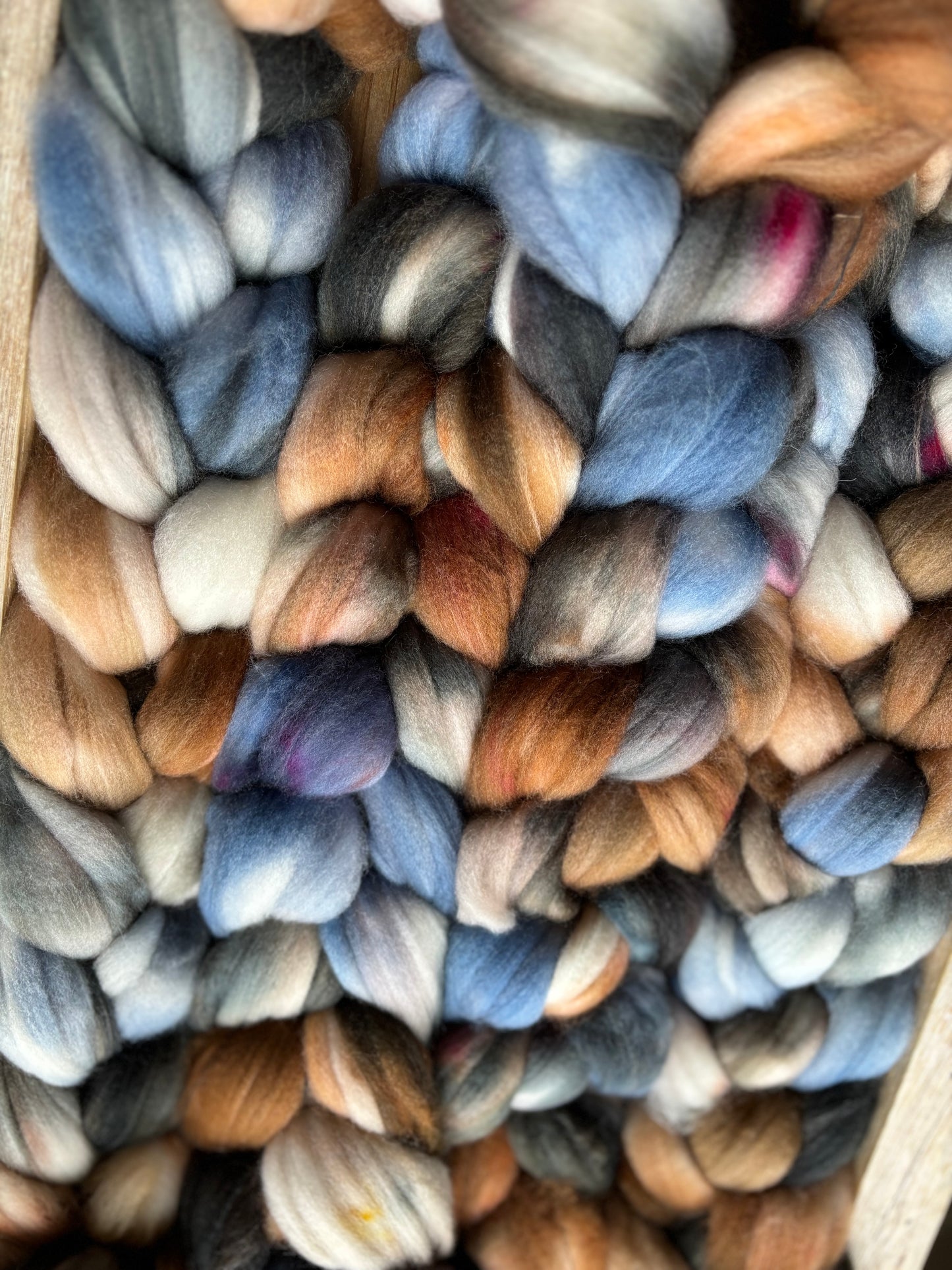 One of a Kind Batch - 100 grams of Spinning Fibre - 80% Superwash Merino Wool/ 20% Nylon - 22.5 Micron - Hand Dyed Combed Top
