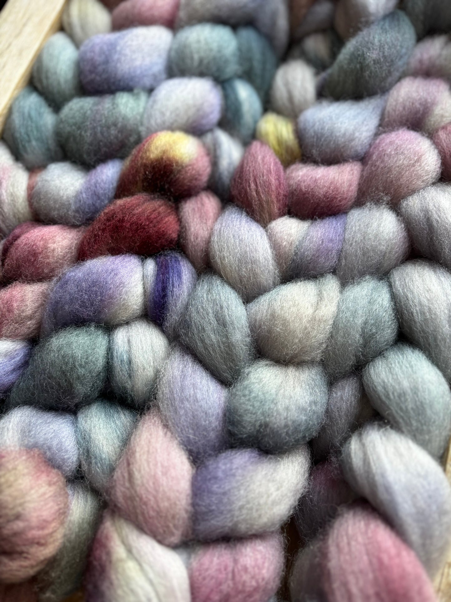 One of a Kind Batch - 100 grams of Spinning Fibre - Bluefaced Leicester Wool - 26 Micron - Hand Dyed Combed Top
