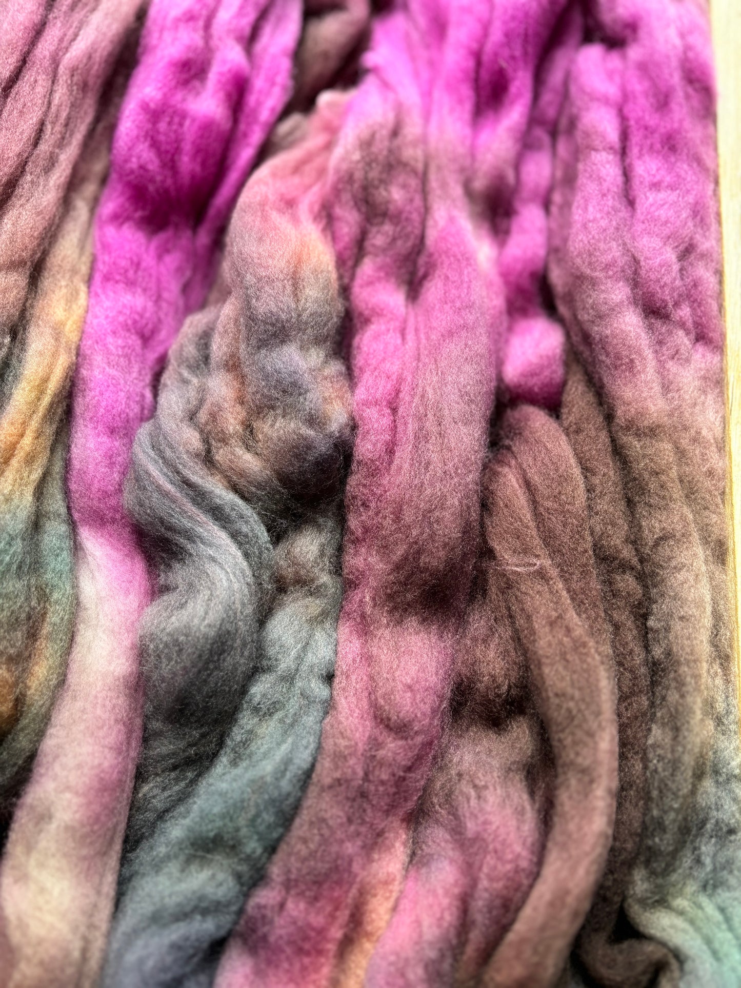 One of a Kind Batch - 100 grams of Spinning Fibre - 80% Superwash Merino Wool/ 20% Nylon - 22.5 Micron - Hand Dyed Combed Top