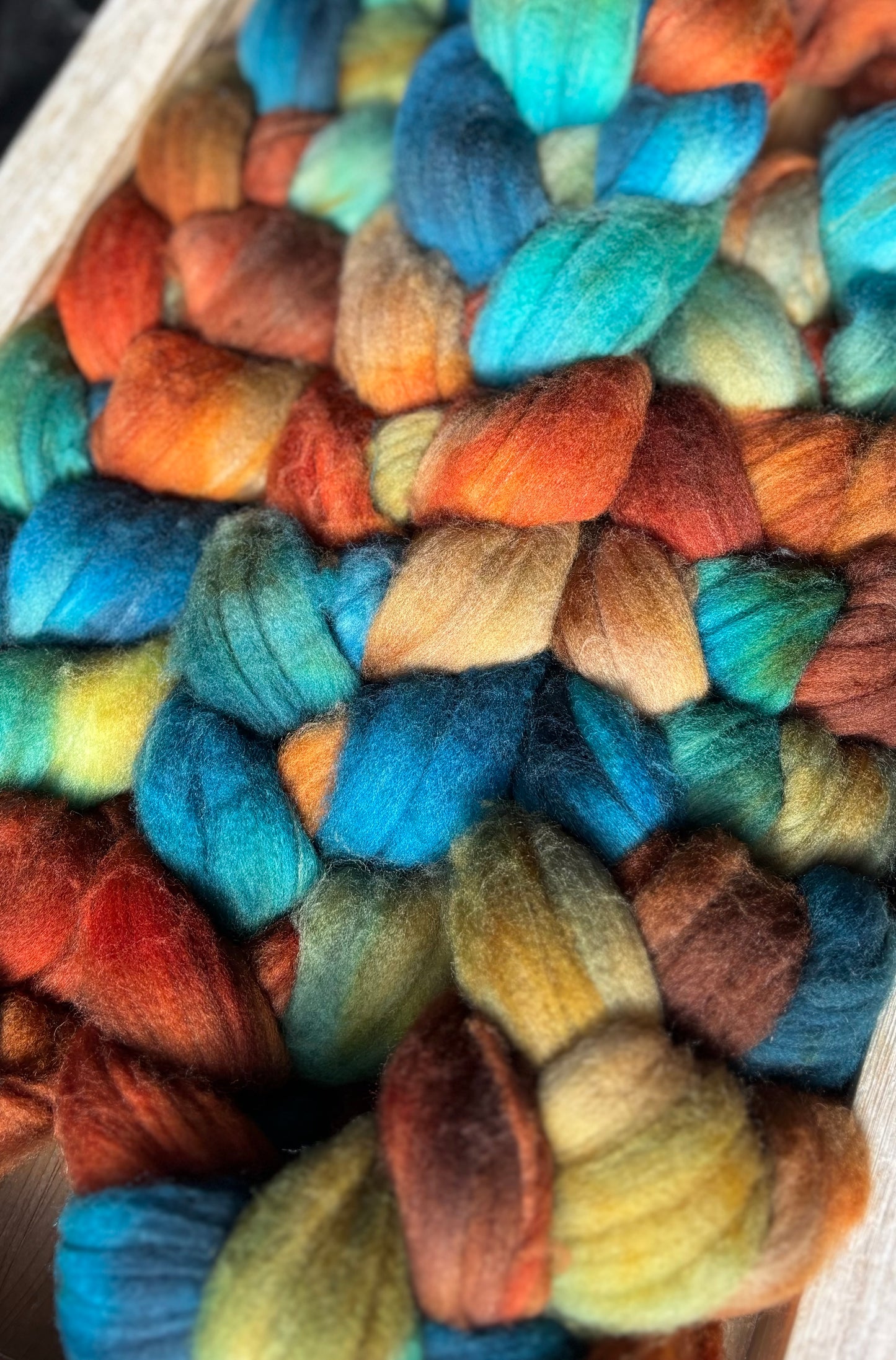 One of a Kind Batch - 100 grams of Spinning Fibre - 80% Superwash Merino Wool/ 20% Nylon - 22.5 Micron - Hand Dyed Combed Top