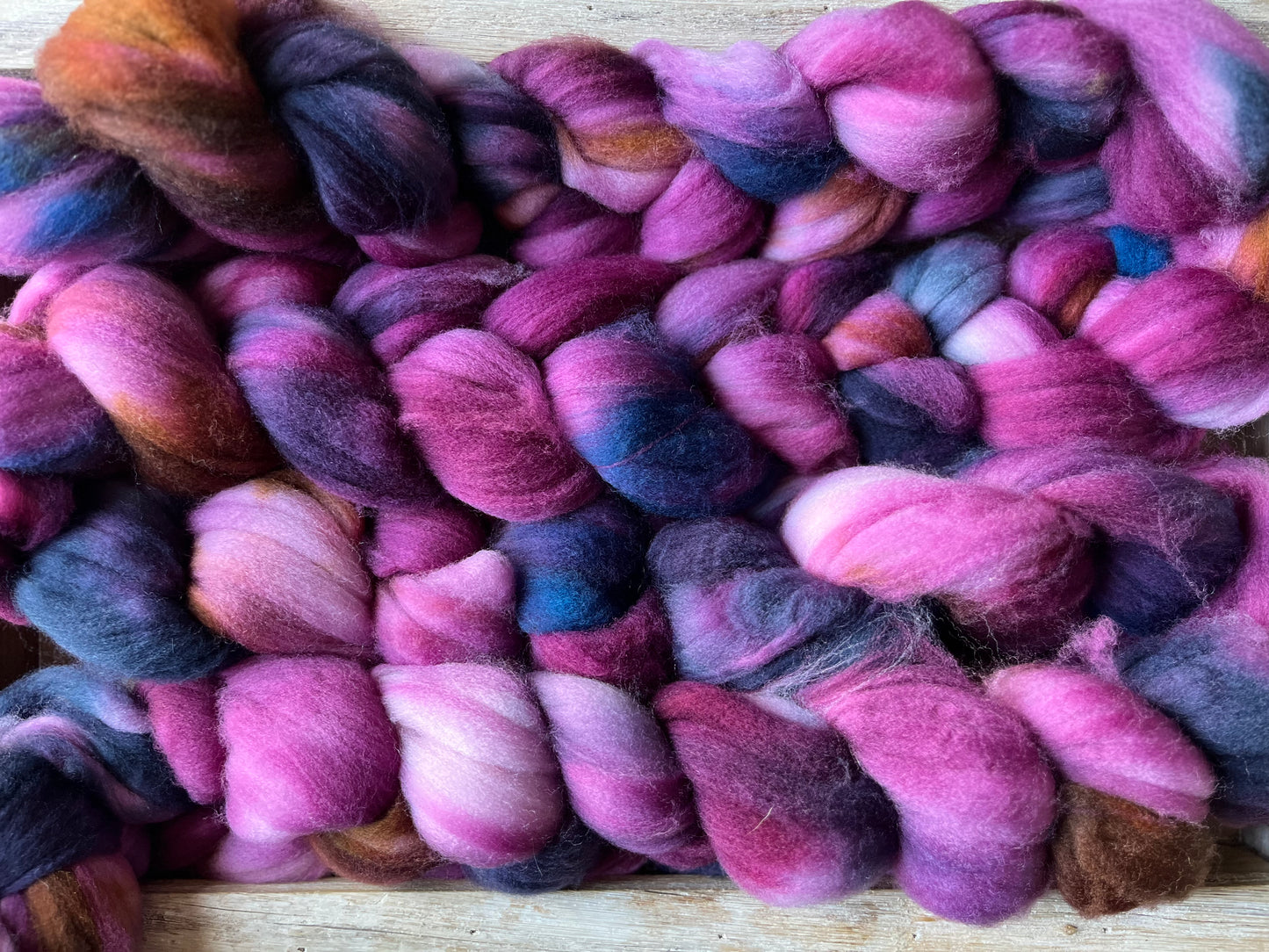 One of a Kind Batch - 100 grams of Spinning Fibre - Superwash Merino Wool 22 Micron - Hand Dyed Combed Top