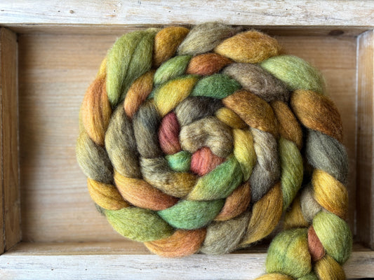 One of a Kind Batch - 100 grams of Spinning Fibre - Bluefaced Leicester Wool - 26 Micron - Hand Dyed Combed Top