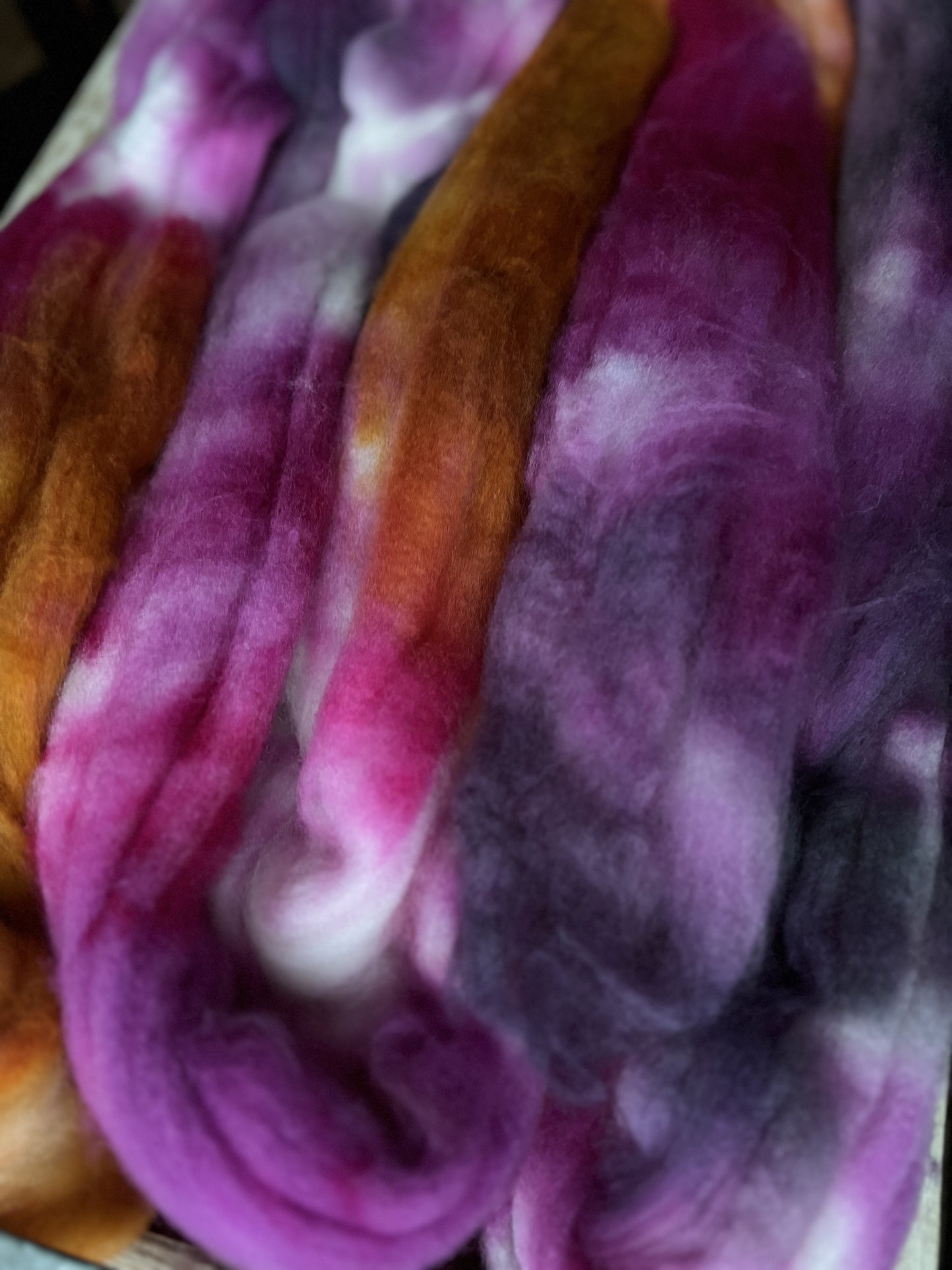 One of a Kind Batch - 100 grams of Spinning Fibre - Superwash Merino Wool 22 Micron - Hand Dyed Combed Top