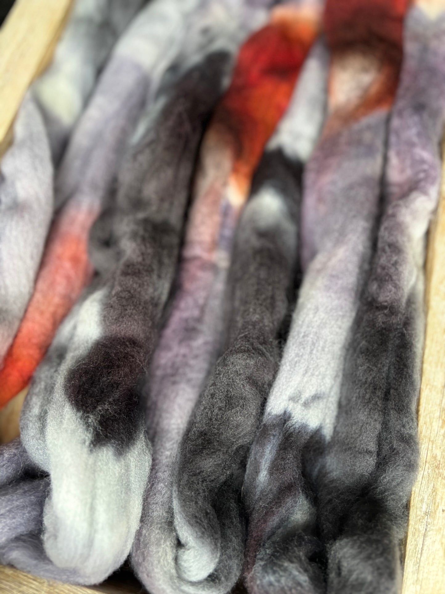 One of a Kind Batch - 100 grams of Spinning Fibre - 100% Targhee - 23 Micron - Hand Dyed Combed Top