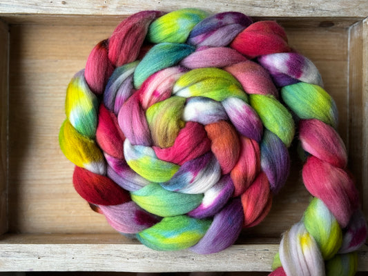 One of a Kind Batch - 100 grams of Spinning Fibre - 100% Targhee - 23 Micron - Hand Dyed Combed Top