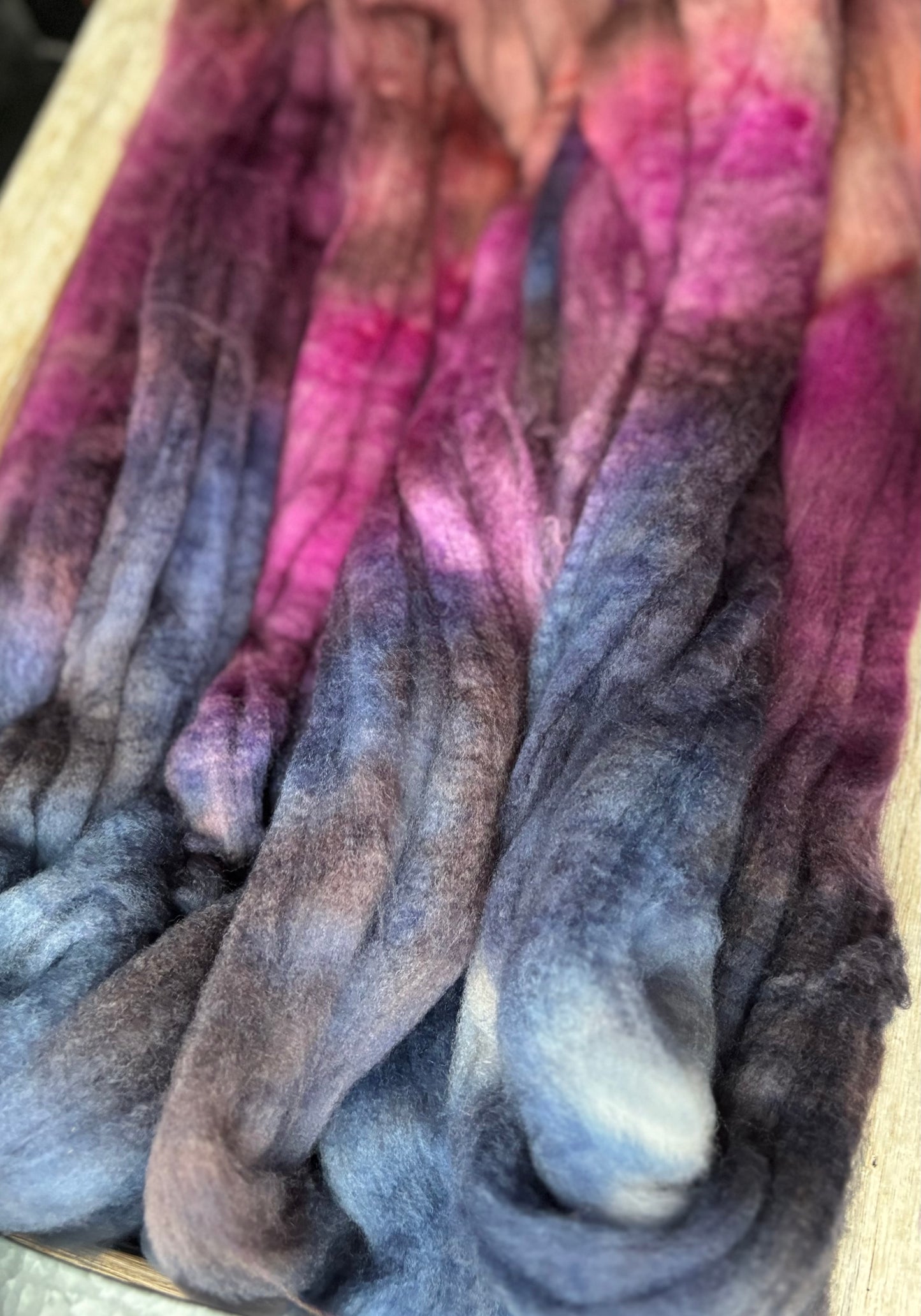 One of a Kind Batch - 100 grams of Spinning Fibre - Superwash Merino Wool 22 Micron - Hand Dyed Combed Top
