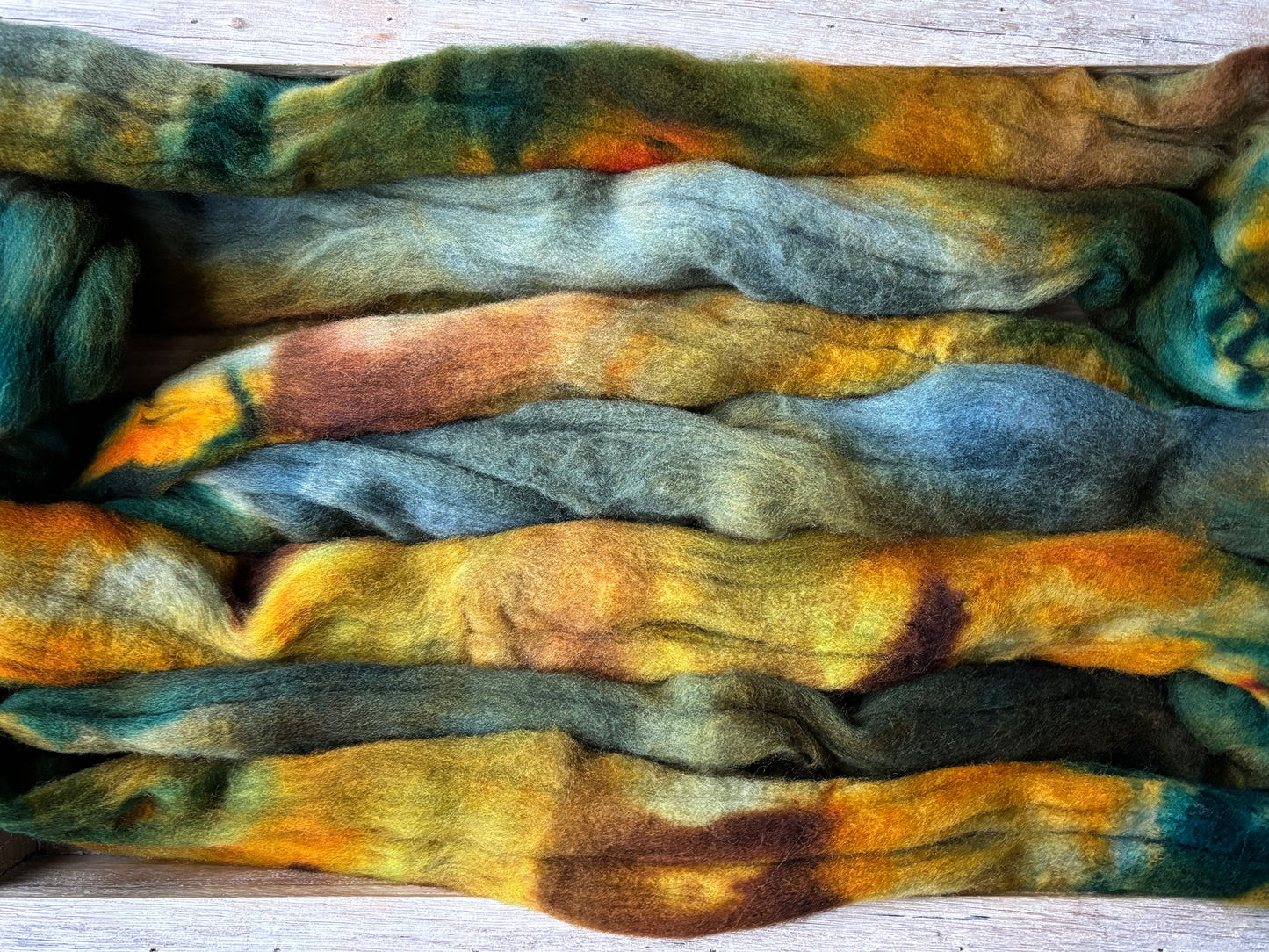 One of a Kind Batch - 100 grams of Spinning Fibre - 100% Targhee - 23 Micron - Hand Dyed Combed Top