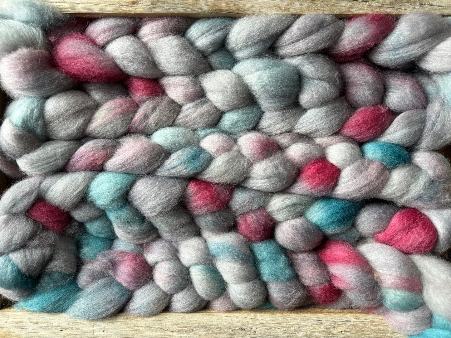 One of a Kind Batch - 100 grams of Spinning Fibre - Bluefaced Leicester Wool - 26 Micron - Hand Dyed Combed Top