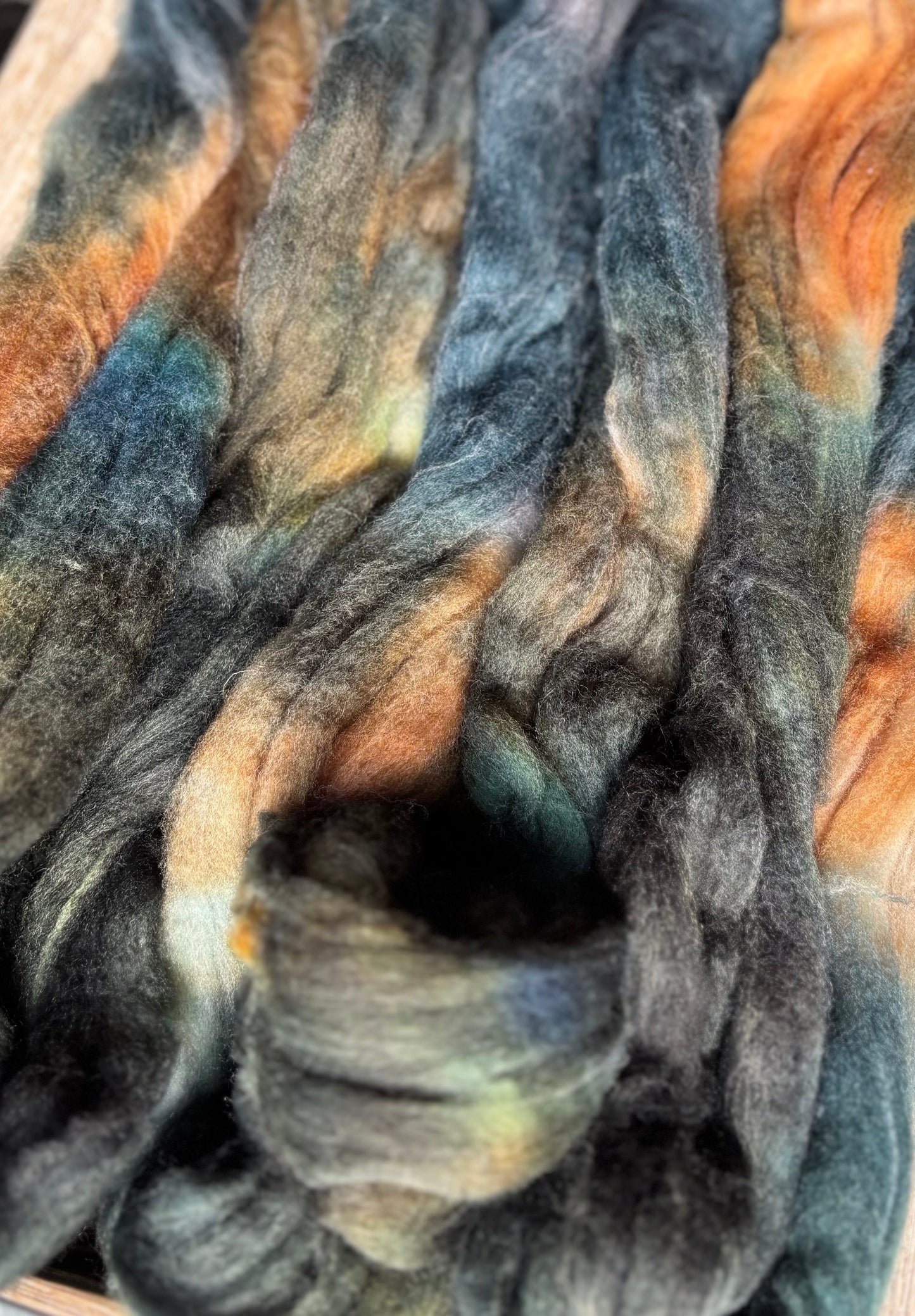 One of a Kind Batch - 100 grams of Spinning Fibre - 80% Superwash Merino Wool/ 20% Nylon - 22.5 Micron - Hand Dyed Combed Top