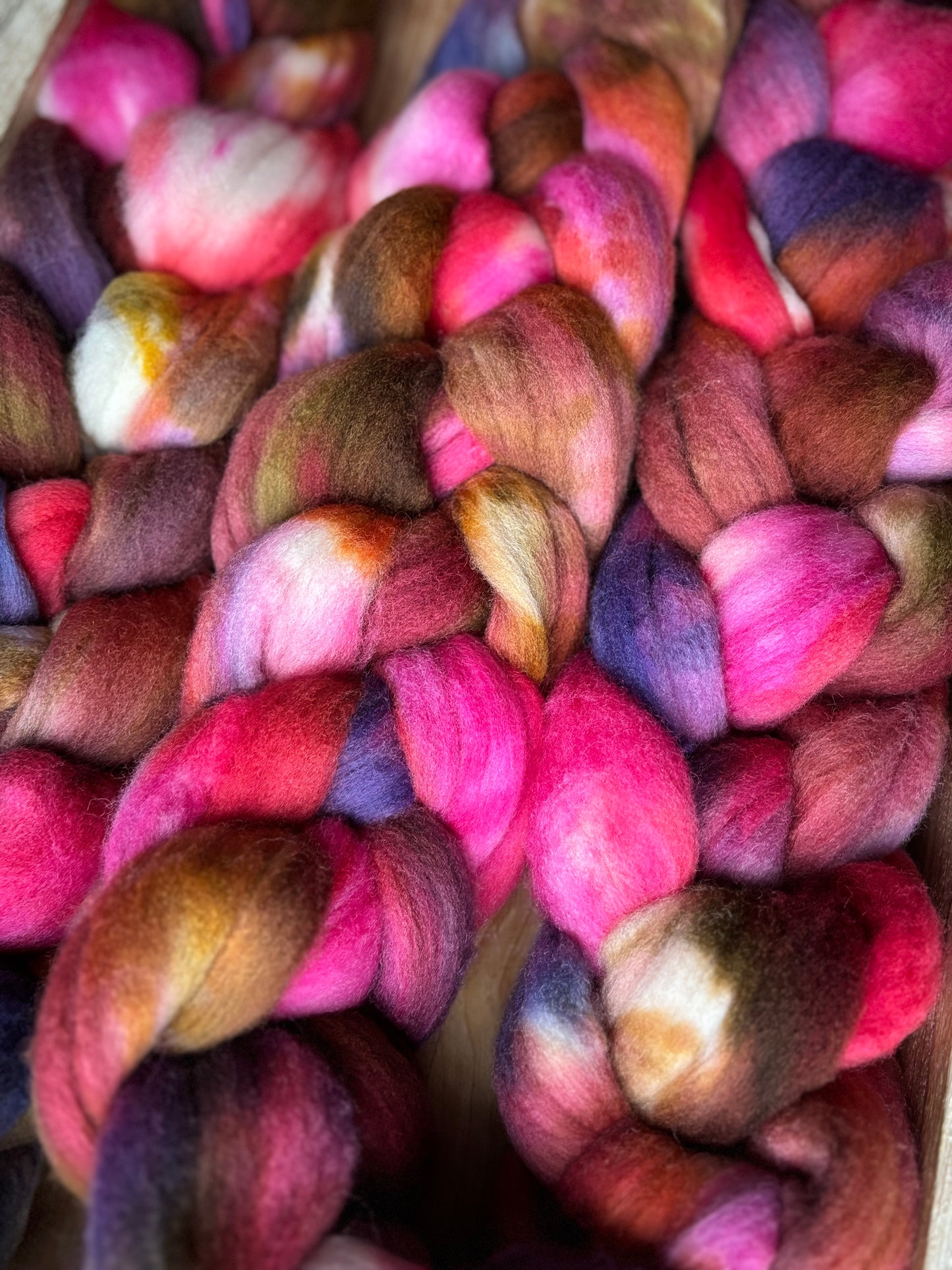 One of a Kind Batch - 100 grams of Spinning Fibre - 100% Targhee - 23 Micron - Hand Dyed Combed Top