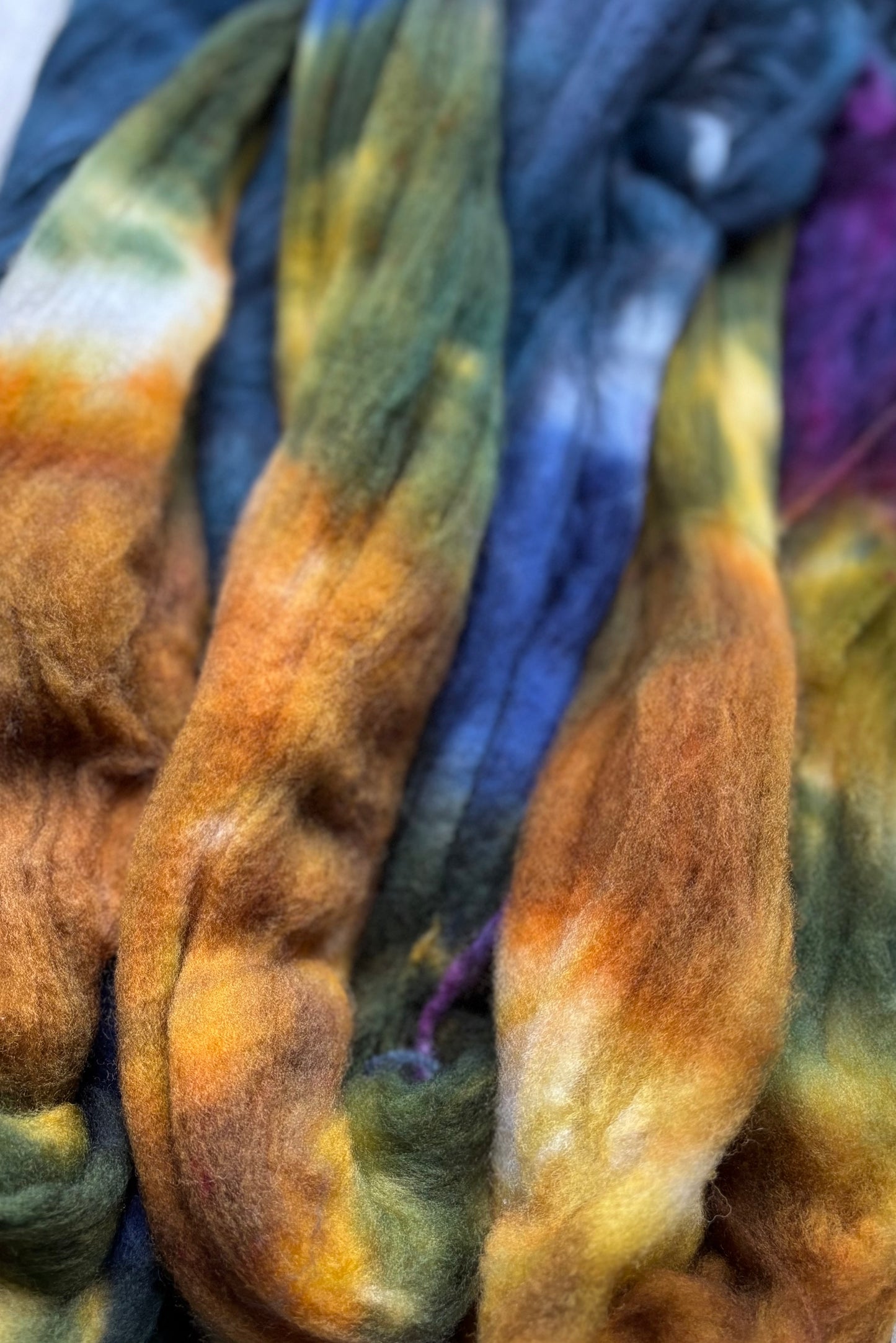 One of a Kind Batch - 100 grams of Spinning Fibre - Superwash Merino Wool 22 Micron - Hand Dyed Combed Top