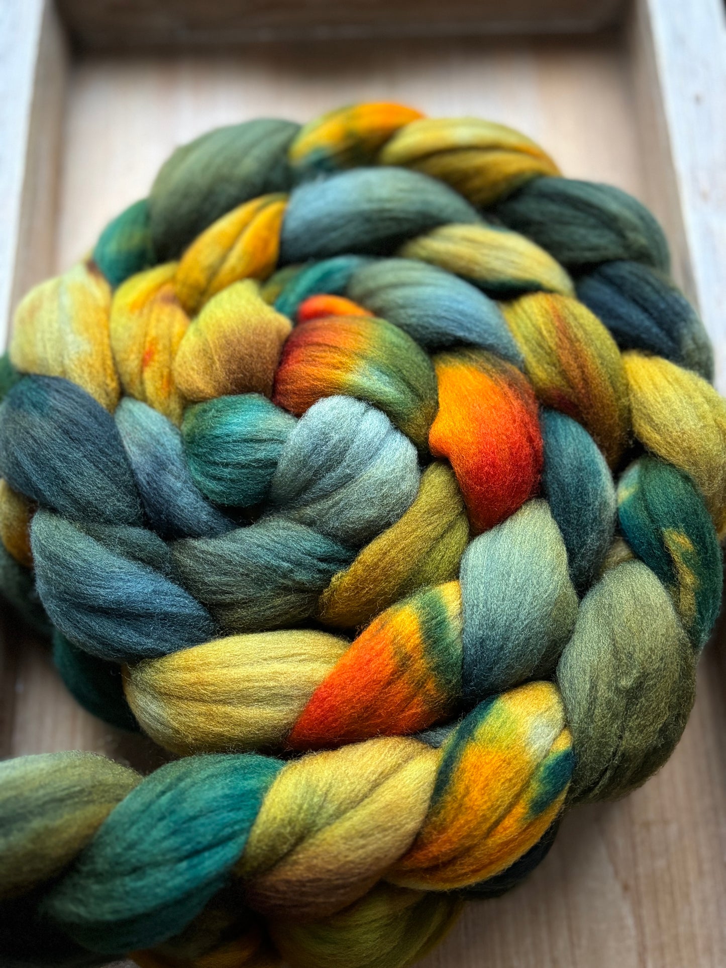 One of a Kind Batch - 100 grams of Spinning Fibre - 100% Targhee - 23 Micron - Hand Dyed Combed Top