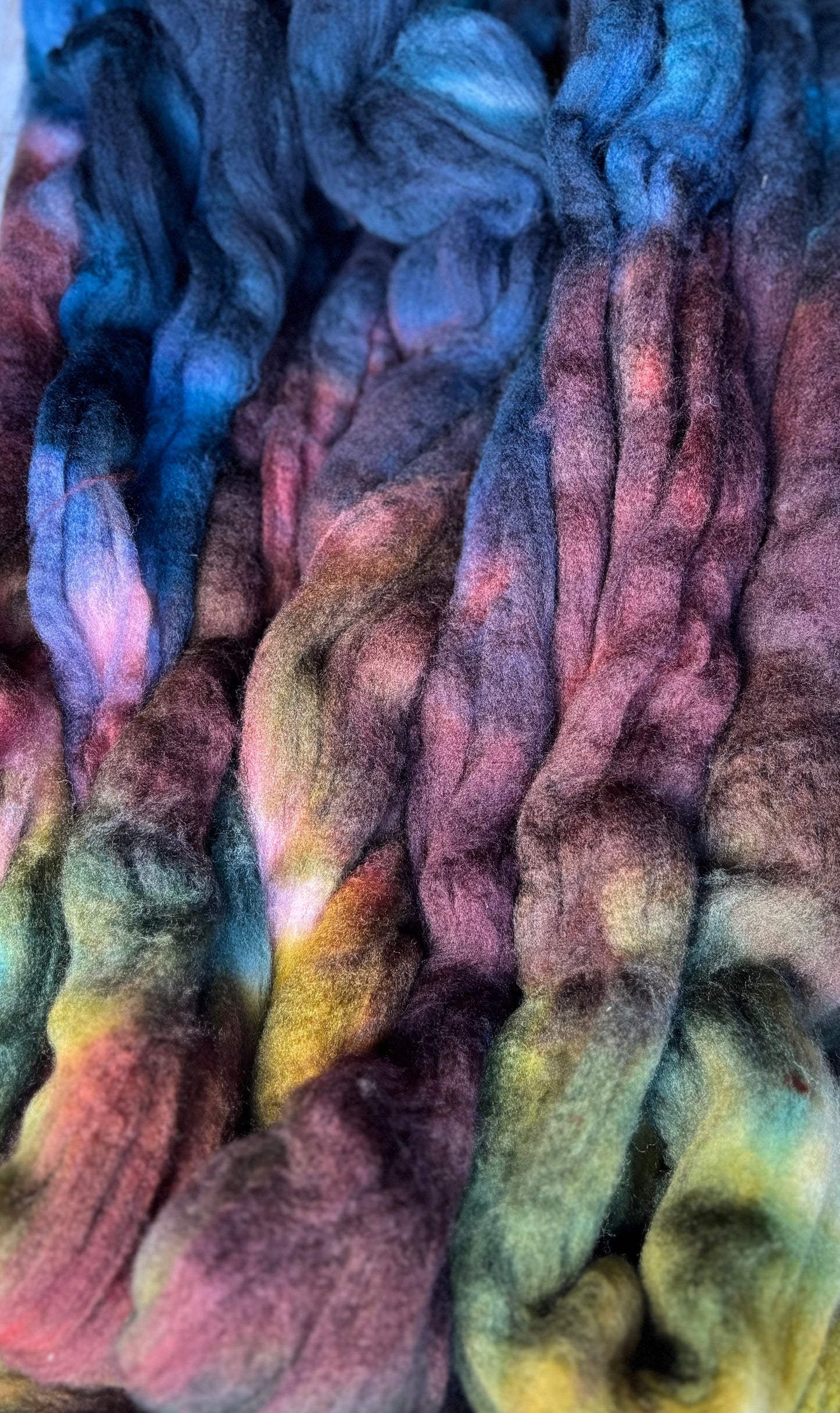 One of a Kind Batch - 100 grams of Spinning Fibre - Superwash Merino Wool 22 Micron - Hand Dyed Combed Top