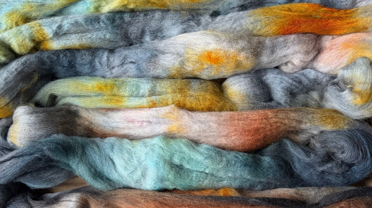 Untreated Merino Wool - 22 Micron - One of a Kind Batch - 100 grams of Spinning Fibre - Hand Dyed Combed Top