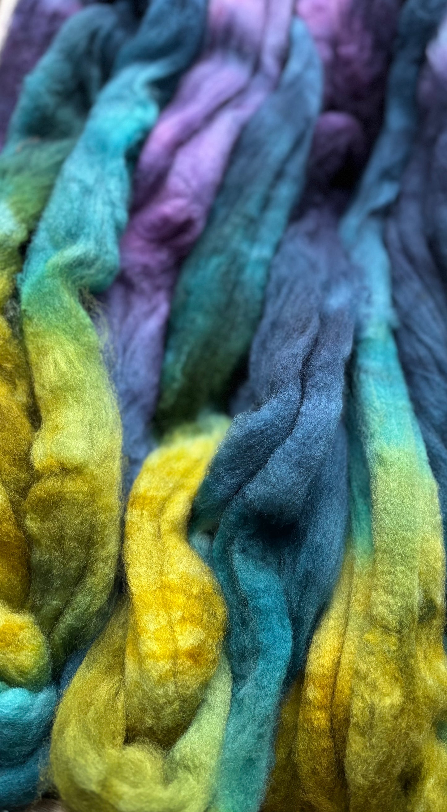 One of a Kind Batch - 100 grams of Spinning Fibre - Superwash Merino Wool 22 Micron - Hand Dyed Combed Top