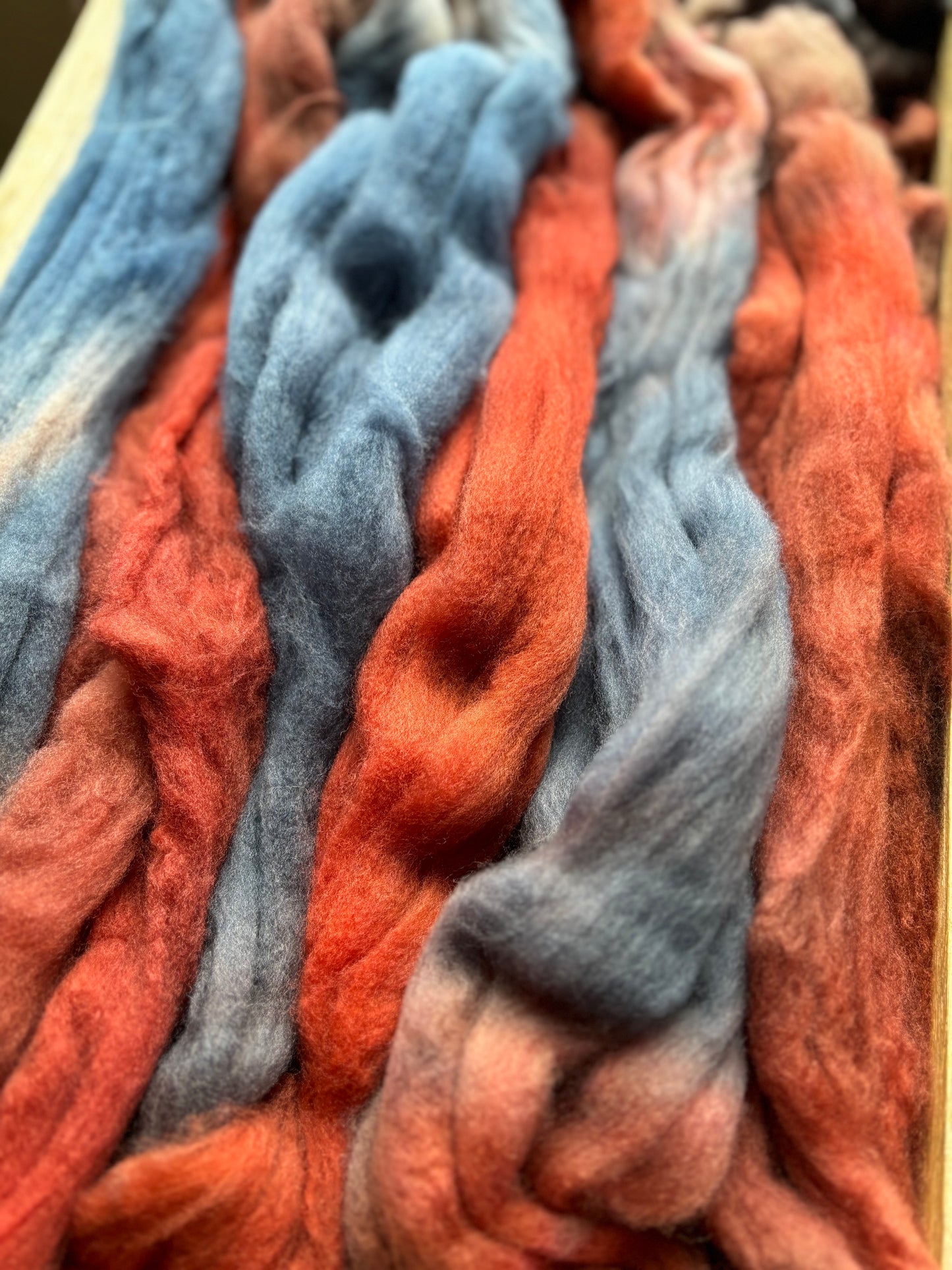 One of a Kind Batch - 100 grams of Spinning Fibre - 80% Superwash Merino Wool/ 20% Nylon - 22.5 Micron - Hand Dyed Combed Top