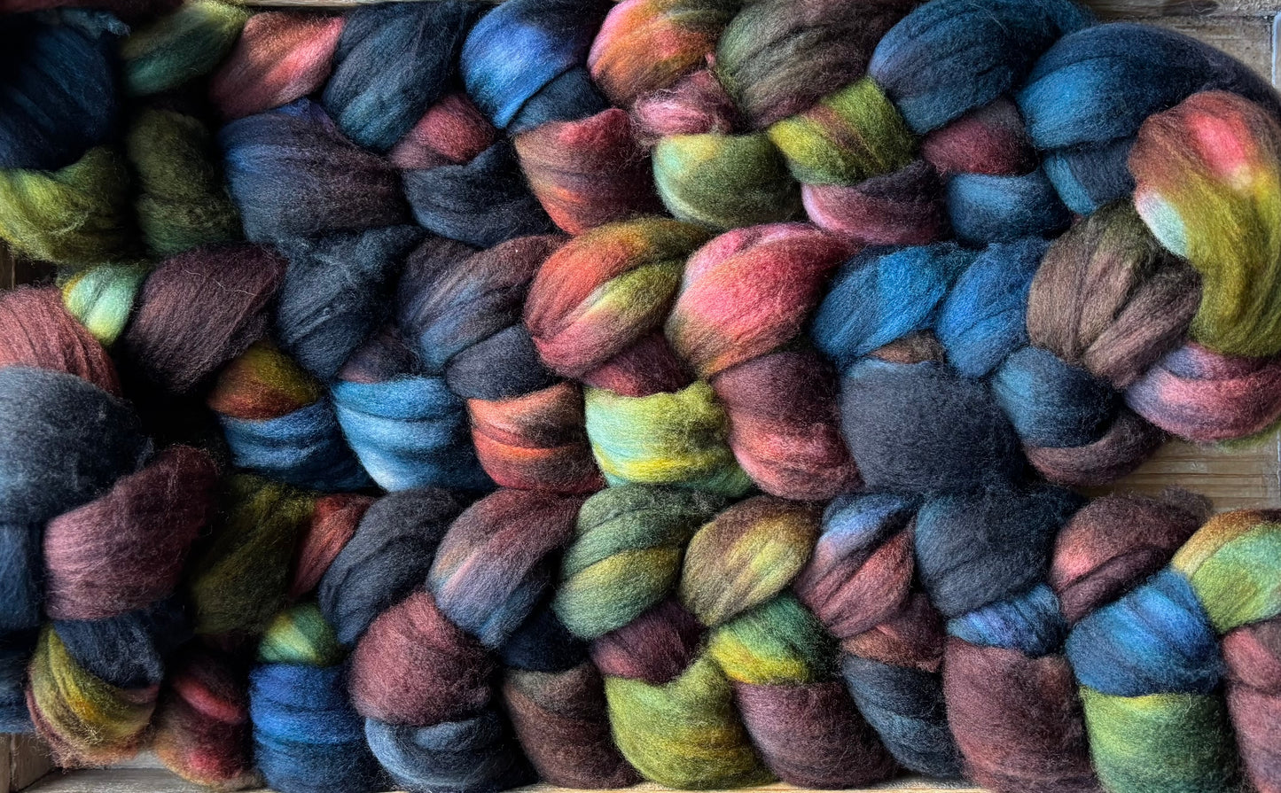 One of a Kind Batch - 100 grams of Spinning Fibre - Superwash Merino Wool 22 Micron - Hand Dyed Combed Top
