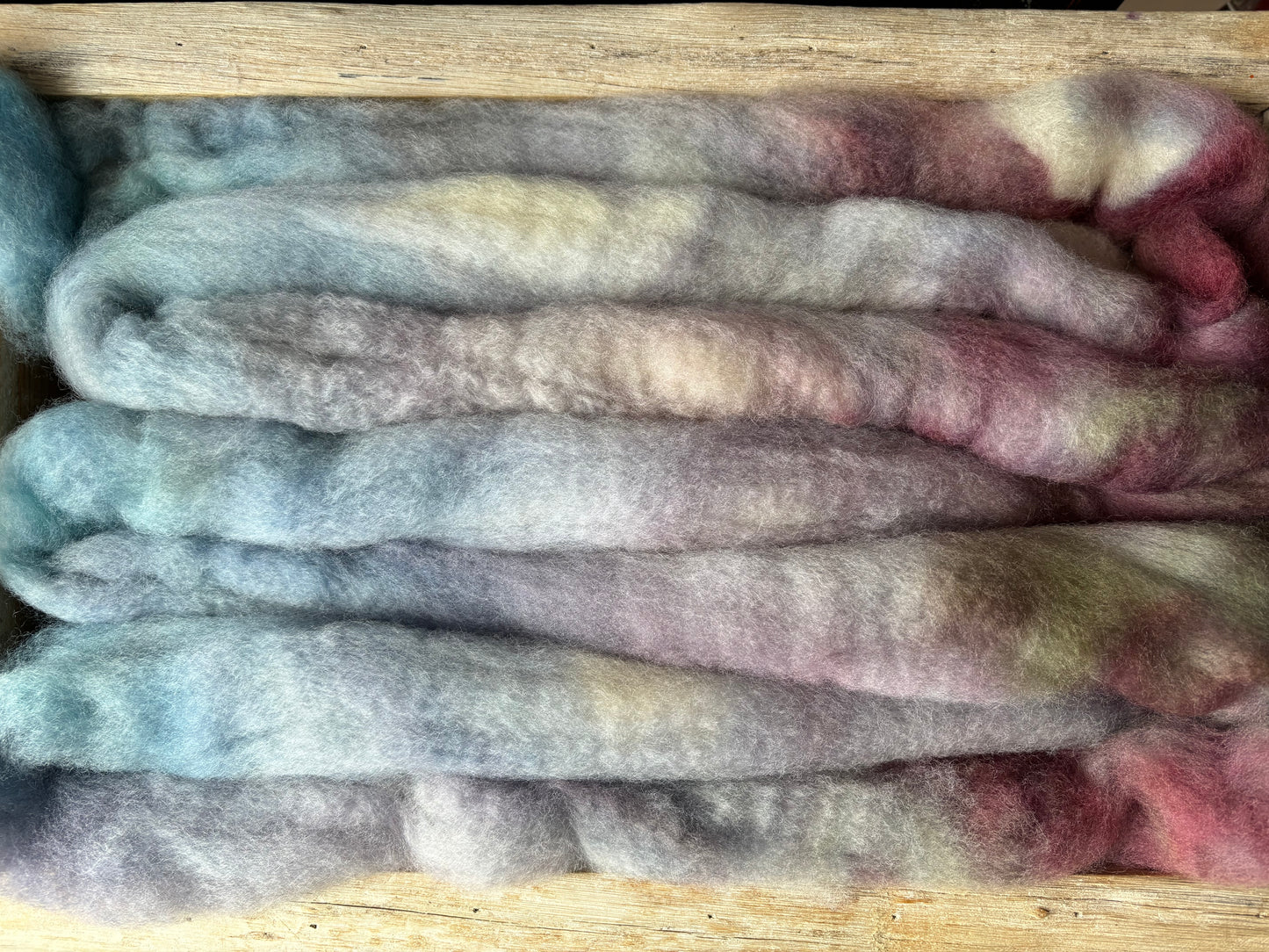 One of a Kind Batch - 100 grams of Spinning Fibre - Bluefaced Leicester Wool - 26 Micron - Hand Dyed Combed Top