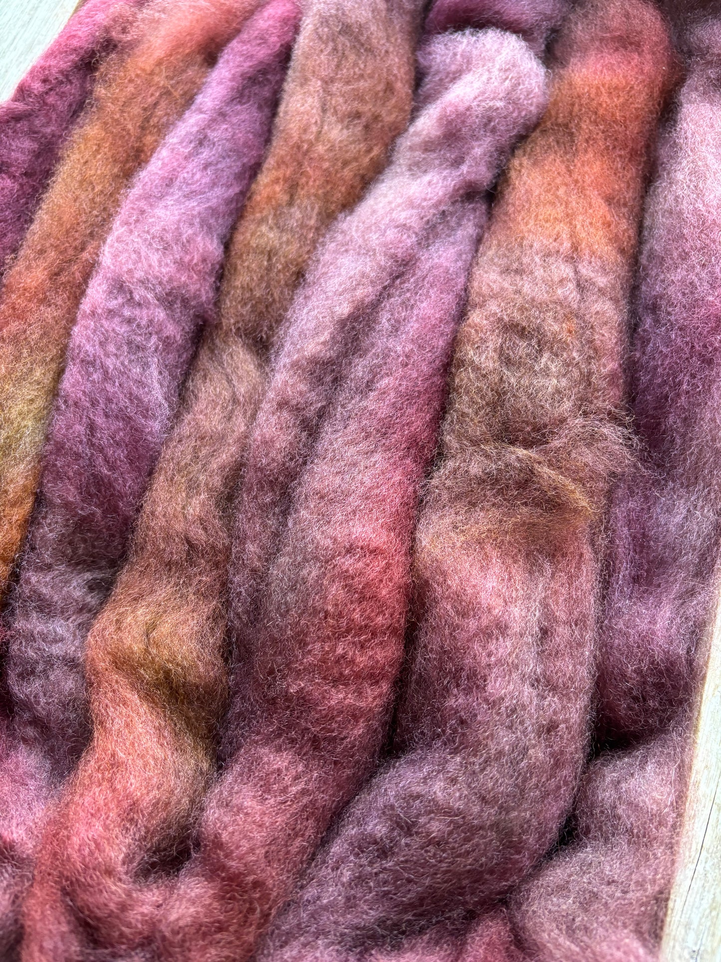 One of a Kind Batch - 100 grams of Spinning Fibre - Bluefaced Leicester Wool - 26 Micron - Hand Dyed Combed Top