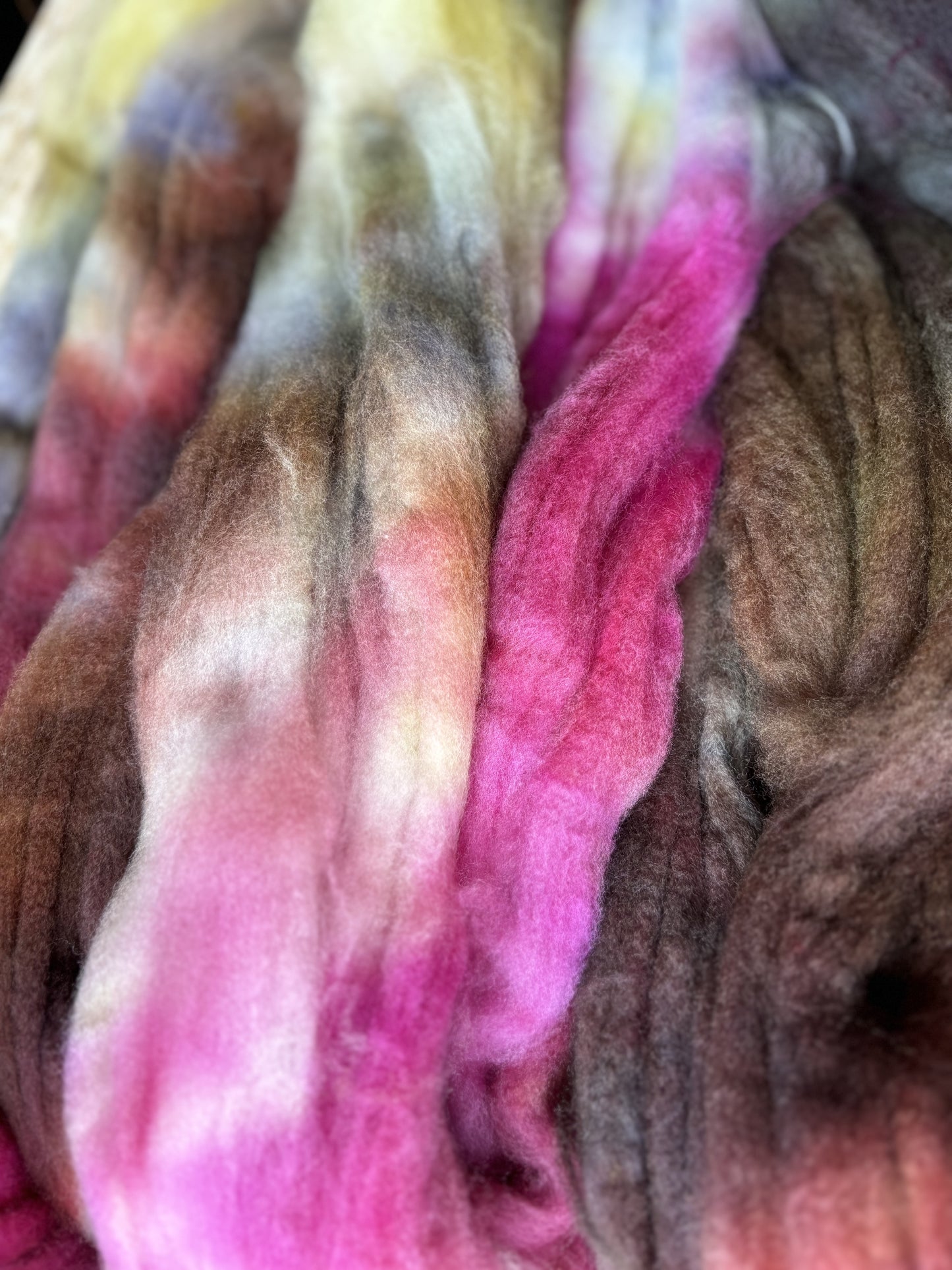 One of a Kind Batch - 100 grams of Spinning Fibre - Superwash Merino Wool 22 Micron - Hand Dyed Combed Top