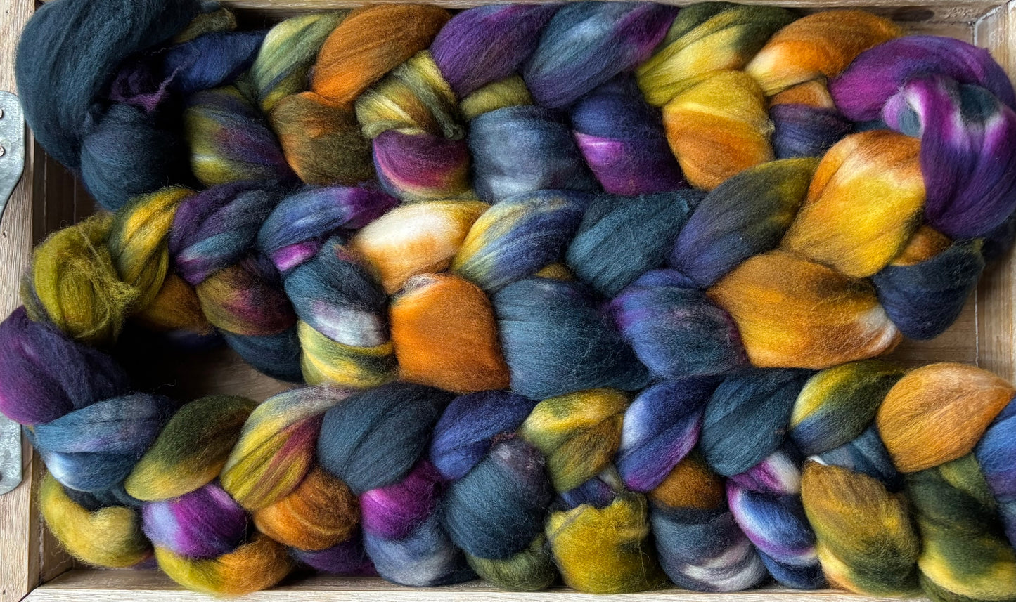 One of a Kind Batch - 100 grams of Spinning Fibre - Superwash Merino Wool 22 Micron - Hand Dyed Combed Top