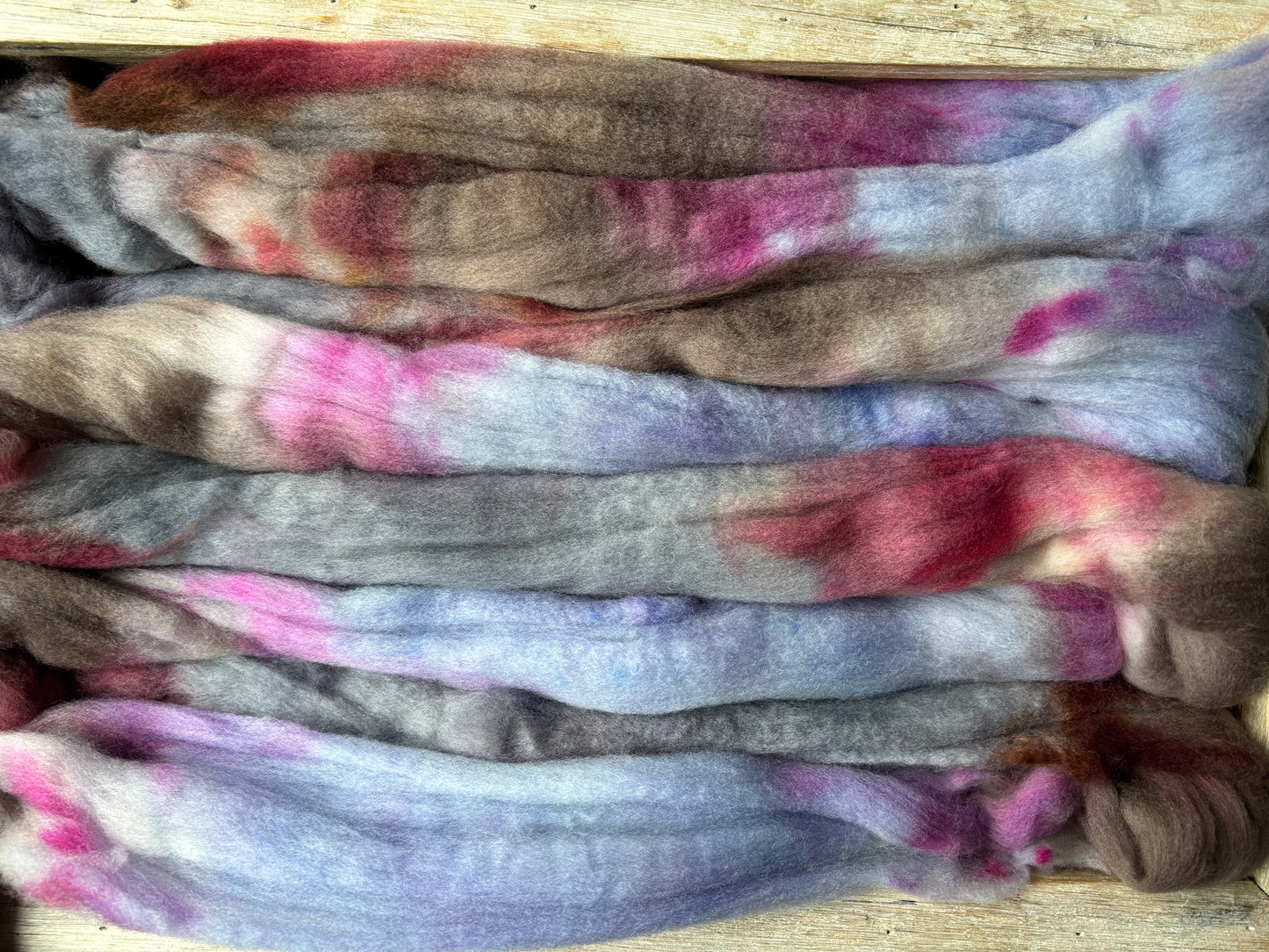 One of a Kind Batch - 100 grams of Spinning Fibre - Untreated Merino Wool 22 Micron - Hand Dyed Combed Top