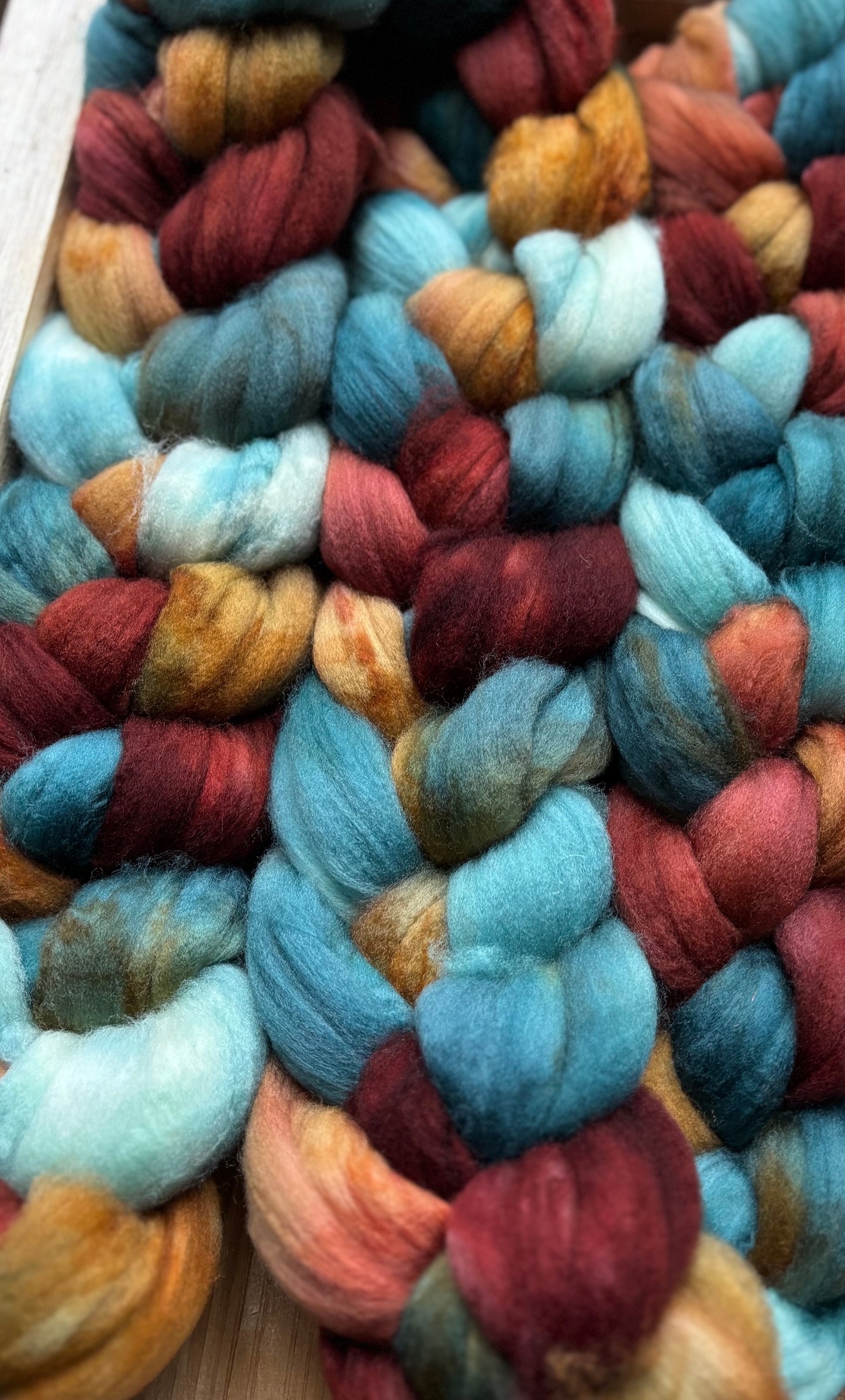 One of a Kind Batch - 100 grams of Spinning Fibre - Superwash Merino Wool 22 Micron - Hand Dyed Combed Top