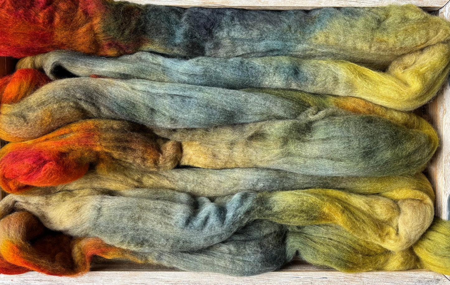 One of a Kind Batch - 100 grams of Spinning Fibre - Untreated Merino Wool 22 Micron - Hand Dyed Combed Top
