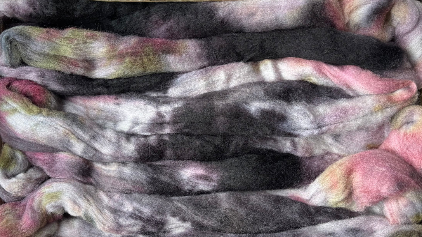 One of a Kind Batch - 100 grams of Spinning Fibre - Untreated Merino Wool 22 Micron - Hand Dyed Combed Top