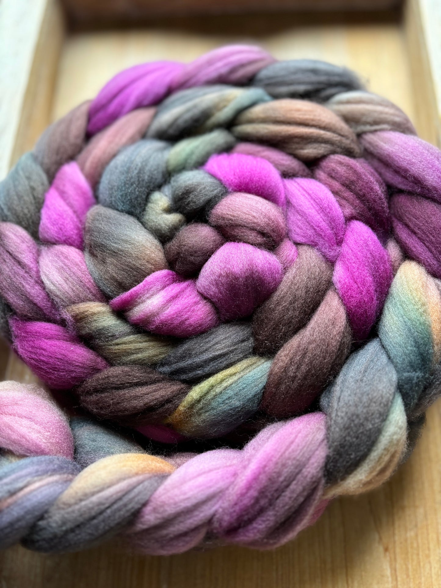 One of a Kind Batch - 100 grams of Spinning Fibre - 80% Superwash Merino Wool/ 20% Nylon - 22.5 Micron - Hand Dyed Combed Top