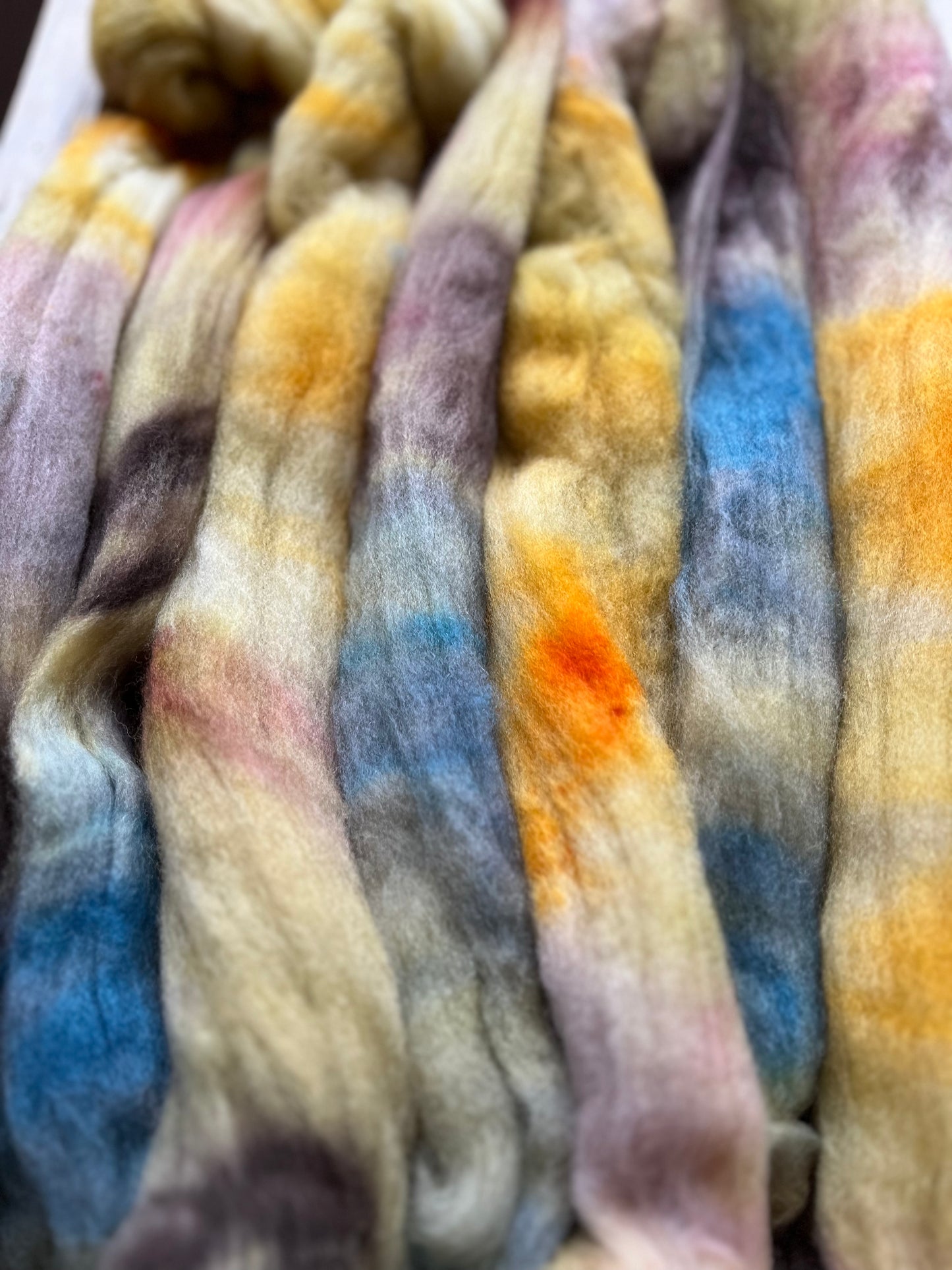 One of a Kind Batch - 100 grams of Spinning Fibre - Untreated Merino Wool 22 Micron - Hand Dyed Combed Top